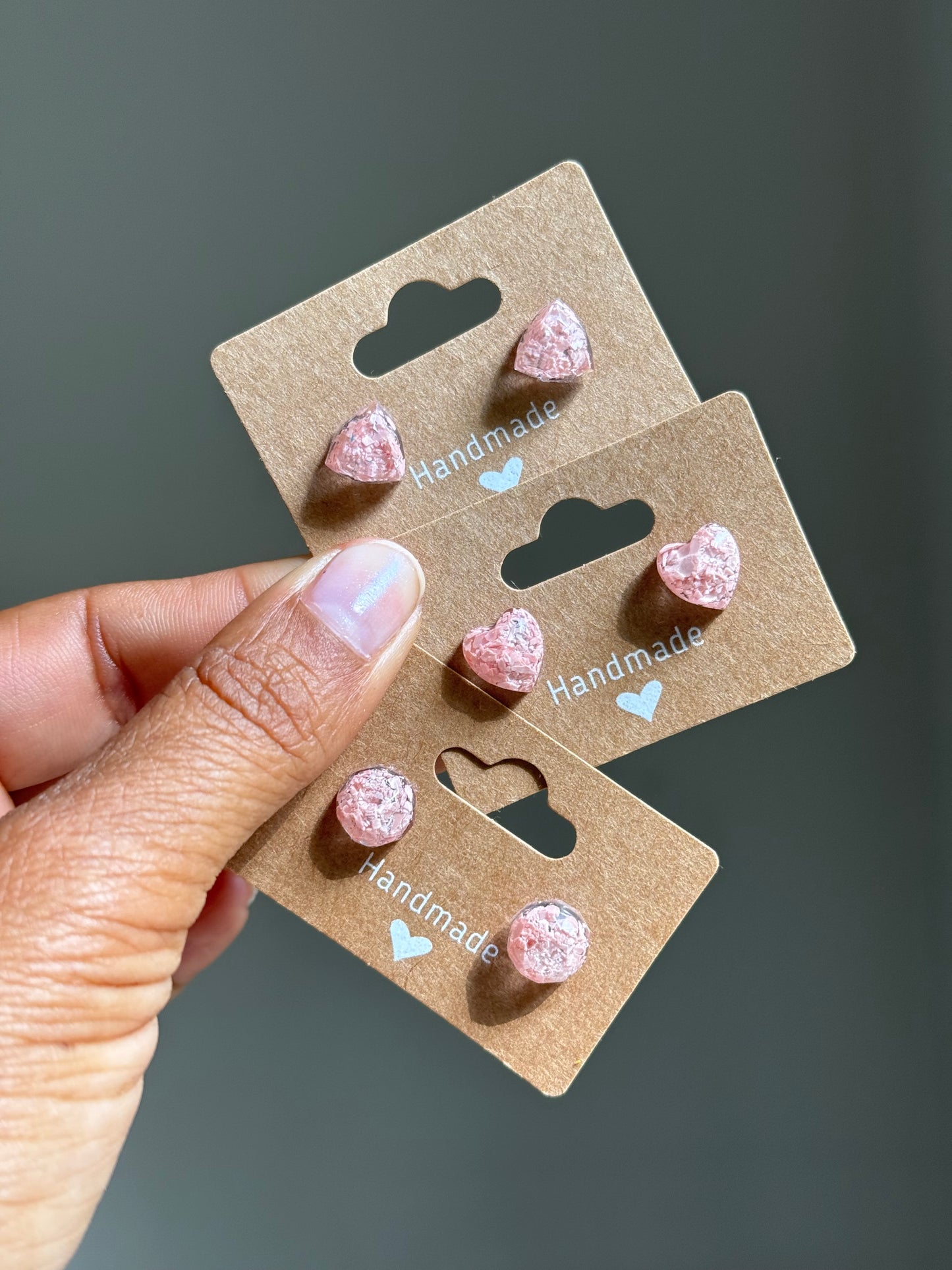 Sarai Heart Studs (Light Pink)