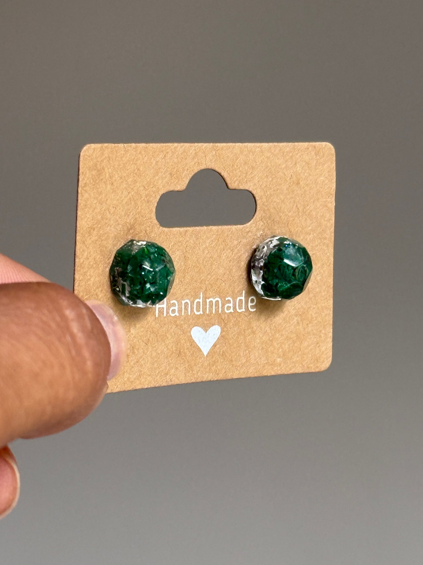 Small Round Crayonfetti Studs (Emerald)
