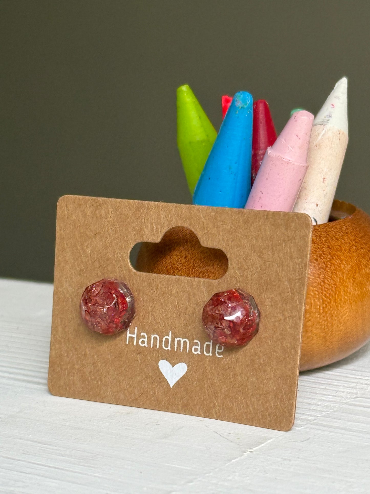 Small Round Crayonfetti Studs (Shimmery Copper)
