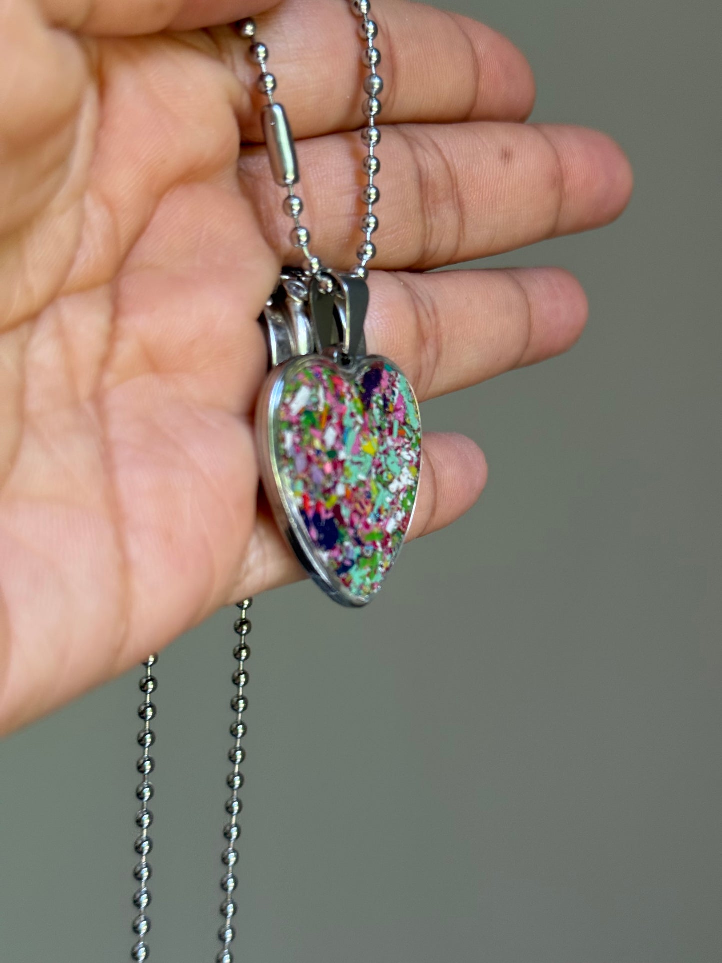 Joy Heart Pendant (Large - Teals & Purples)