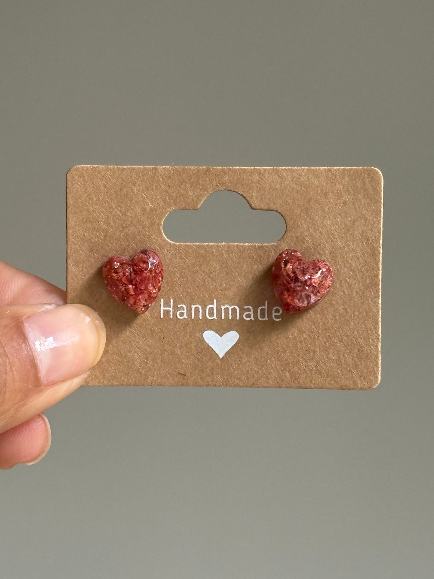 Small Heart Crayonfetti Studs (Shimmery Copper)