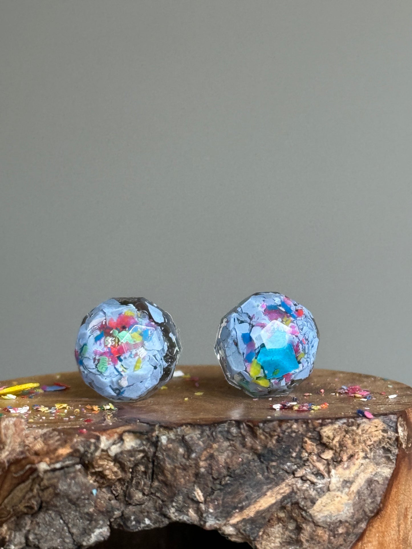 Freckled Periwinkle Round Studs