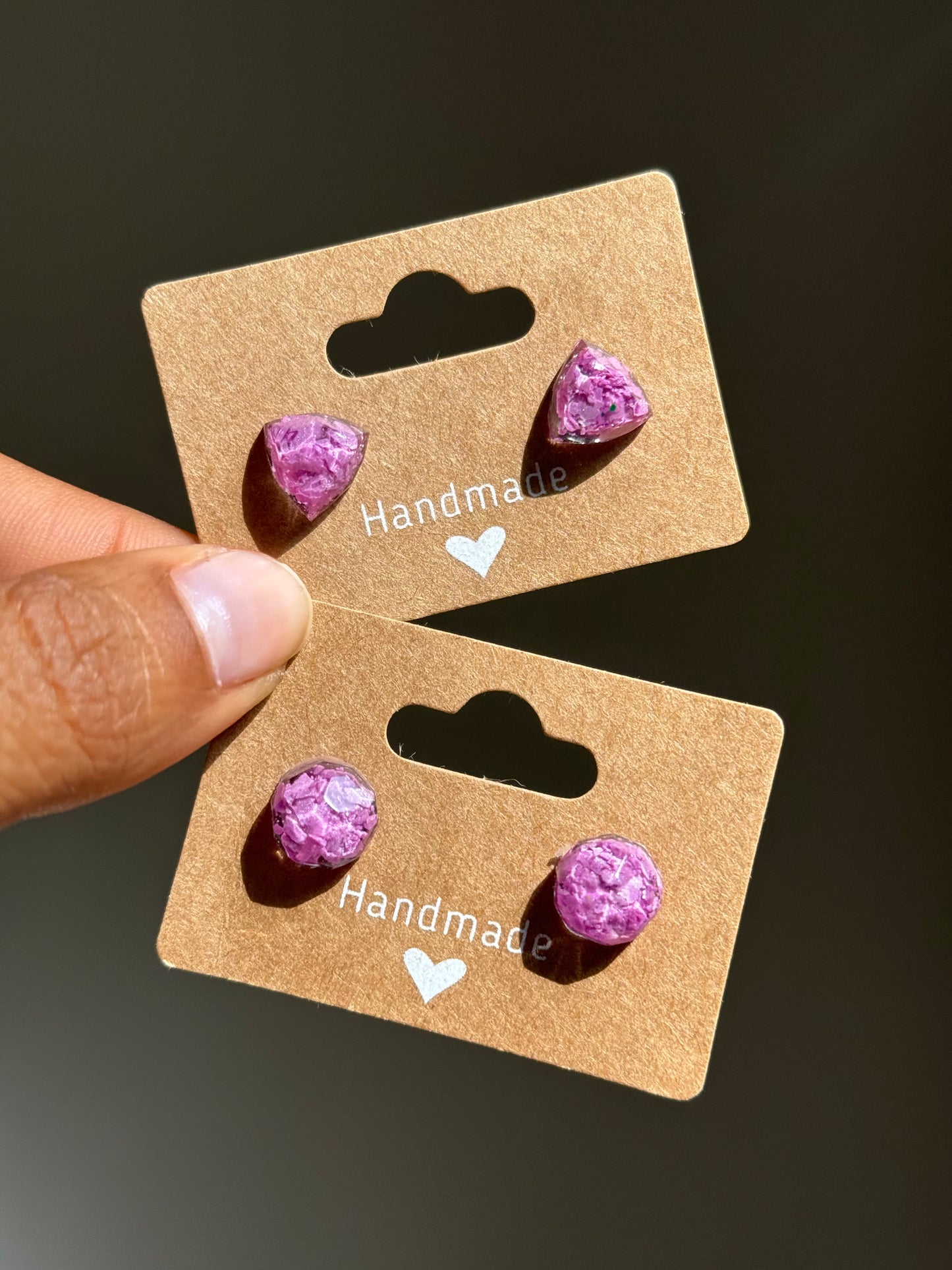 Small Round Resin Gem Studs (Orchid)