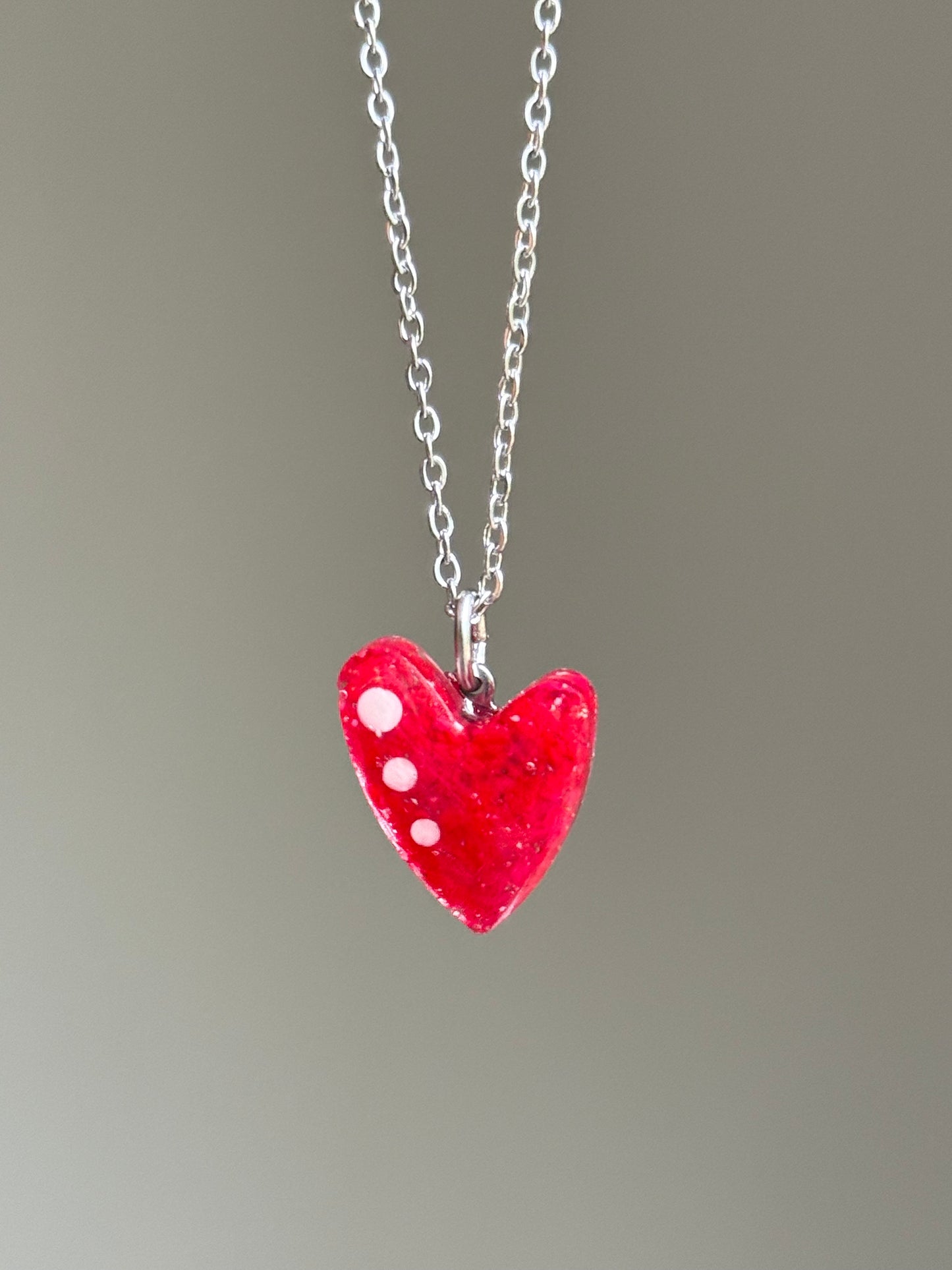 Polka Heart Pendant (Red)