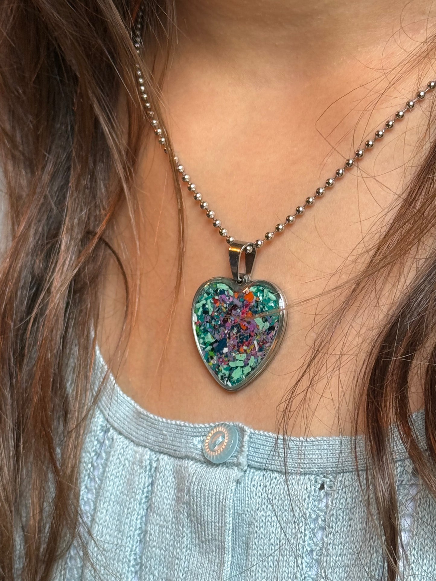 Large Joy Crayon Heart Pendant (Deep Plum)