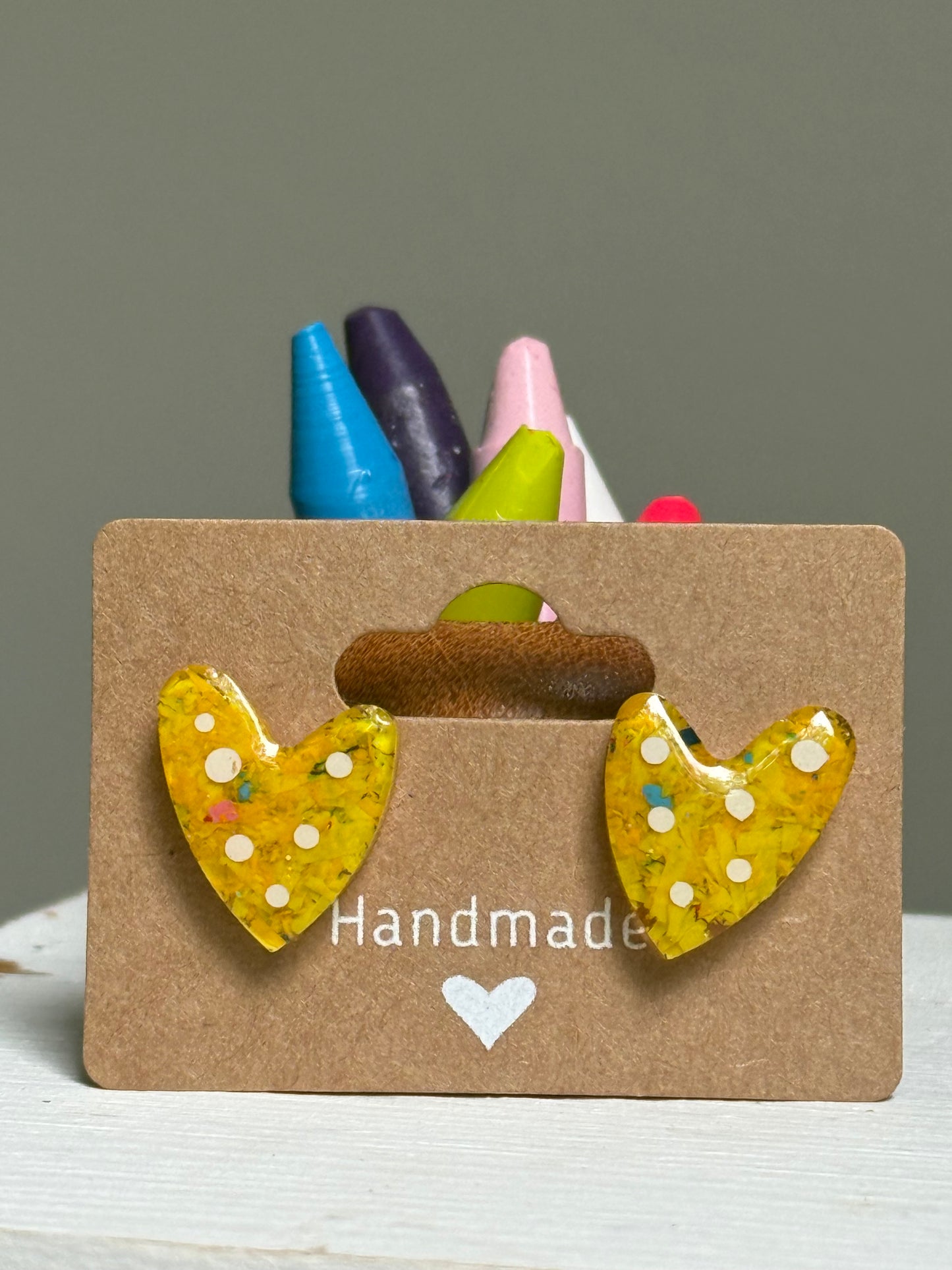 Polka Crayon Hearts (Yellows)