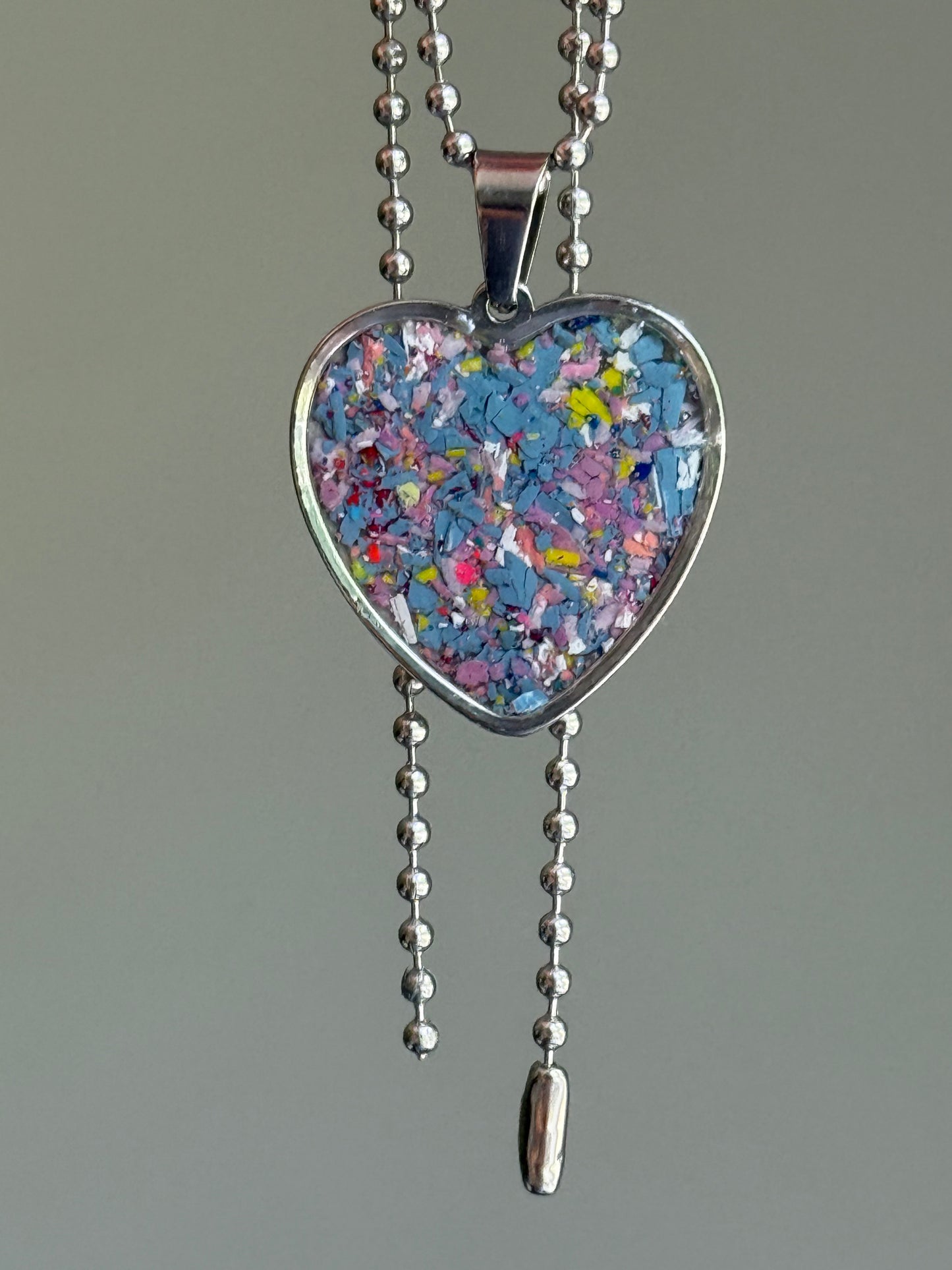 Joy Crayon Heart Pendant (Ocean Breeze)