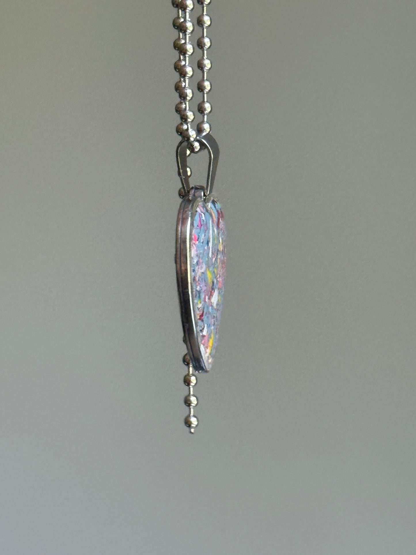 Joy Crayon Heart Pendant (Grey Lilacs)