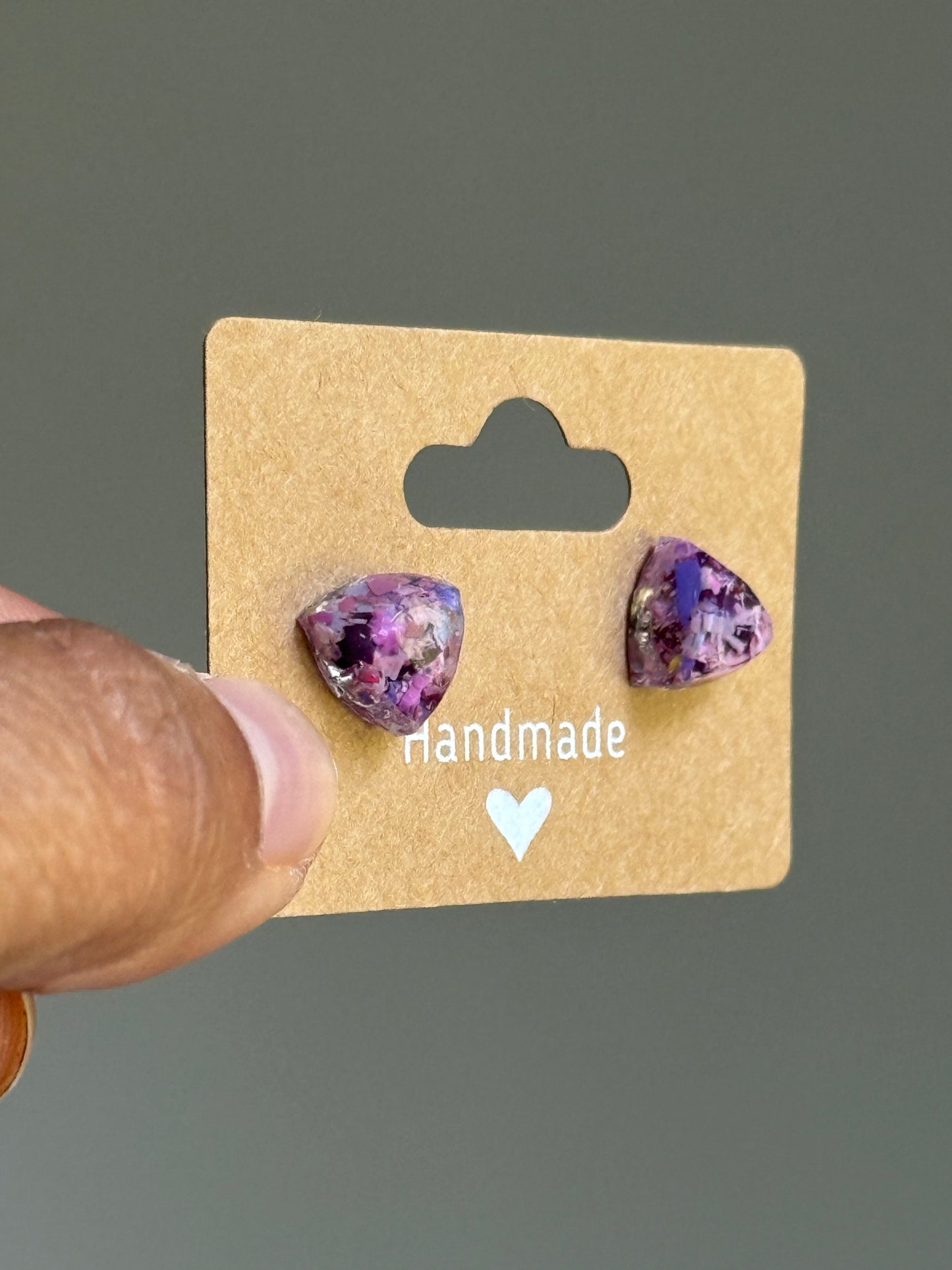Small crayon triangle Studs (purples)