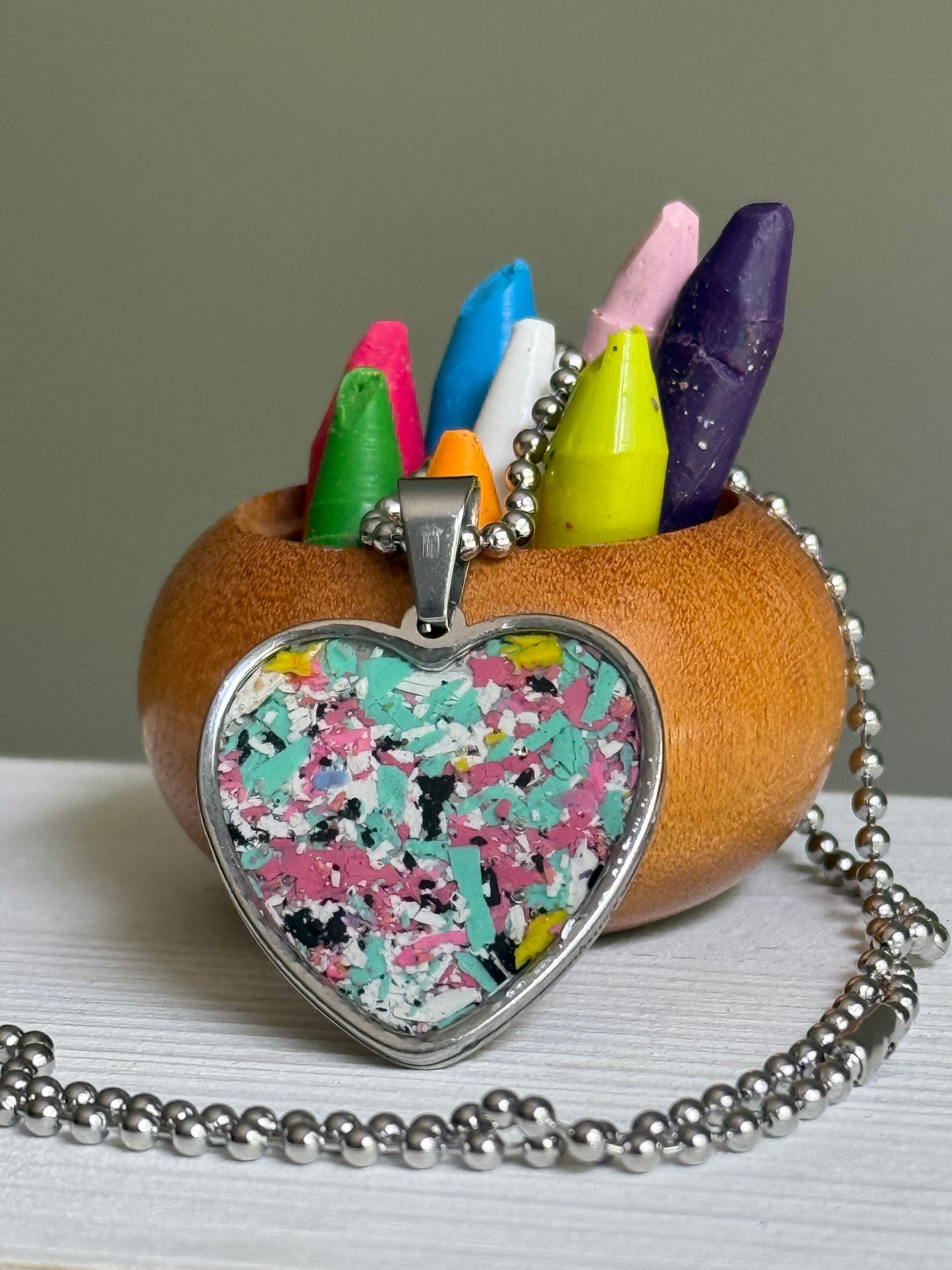 Hope Heart Pendant (Medium - Teals, White, Pink, Yellows)