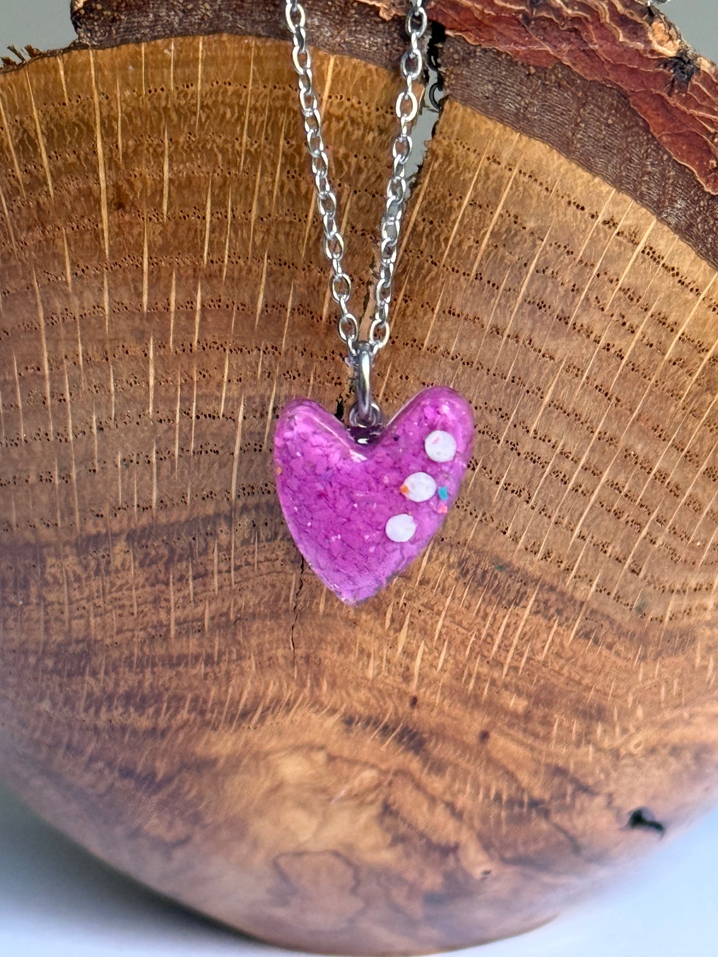 Polka Heart Pendant (Orchid)