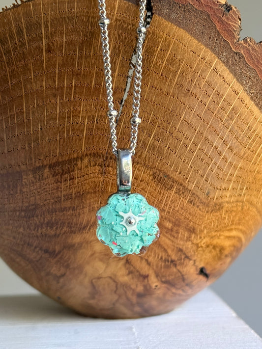 Crayon Bloom Pendant (Light Turquoise)