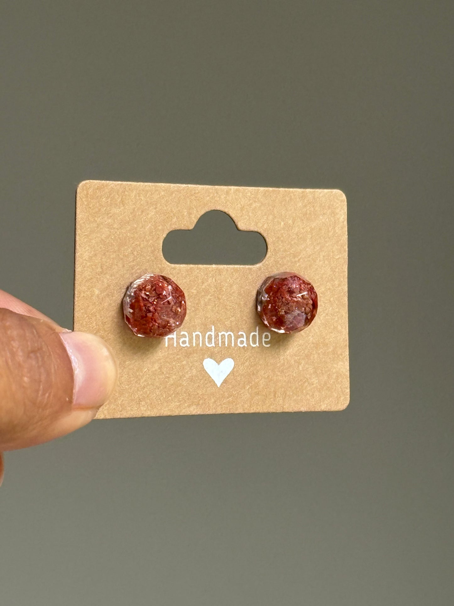 Small Round Crayonfetti Studs (Shimmery Copper)