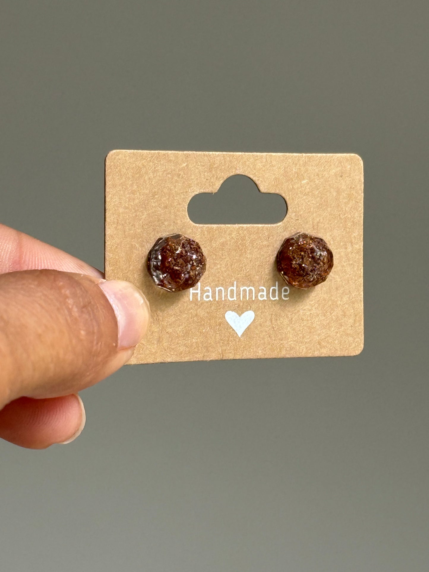 Small Round Crayonfetti Studs (Shimmery Bronze)