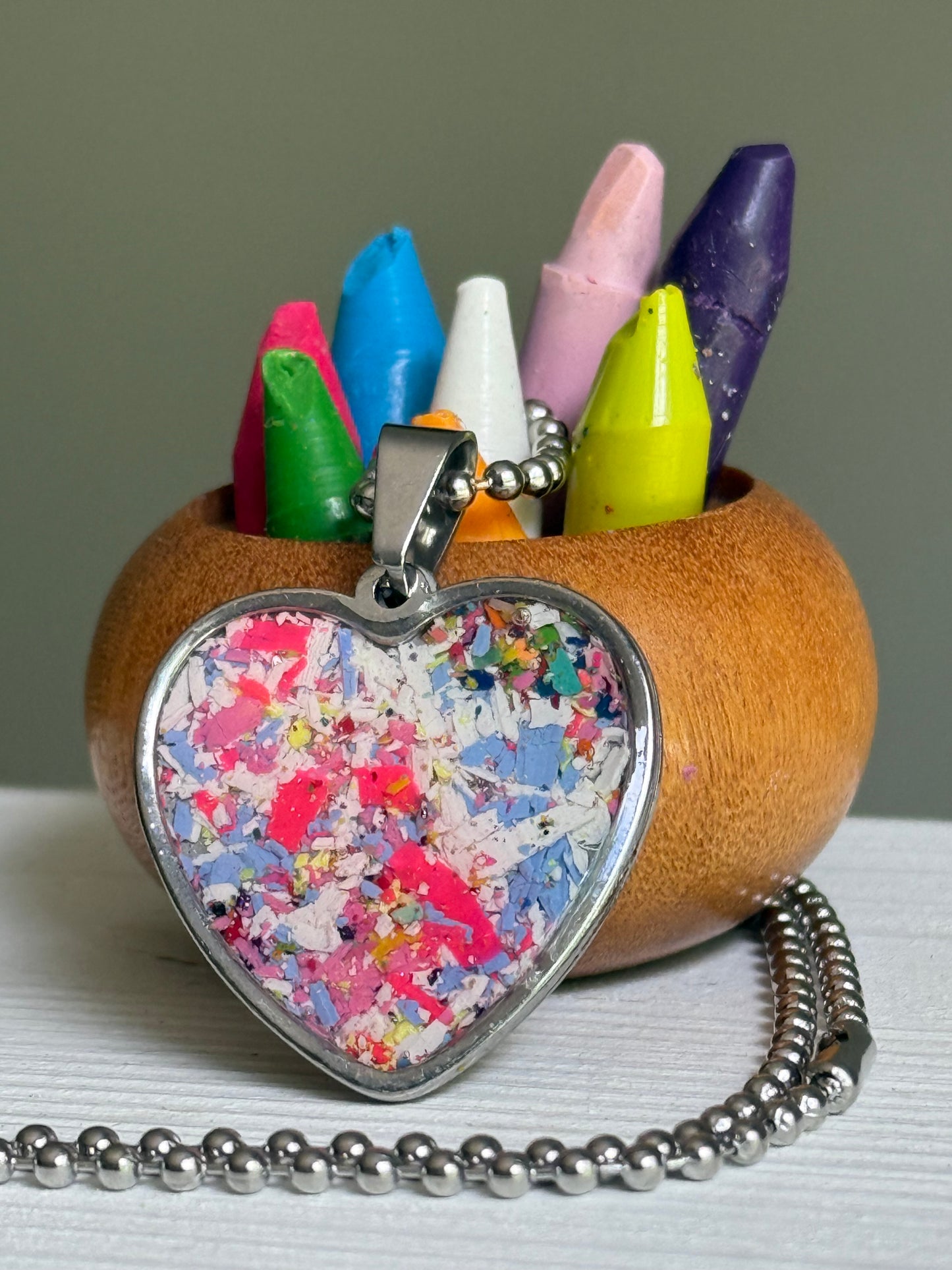 Hope Heart Pendant (Large - Pinks Blues White)