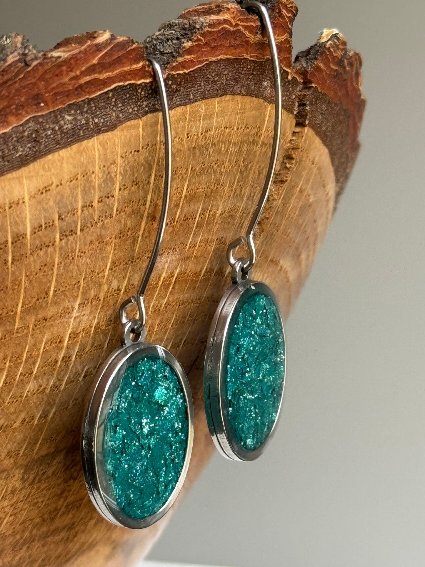 Turquoise oval earrings in gift-ready packaging — crayon jewelry by mother-daughter based in Atlanta, GA.