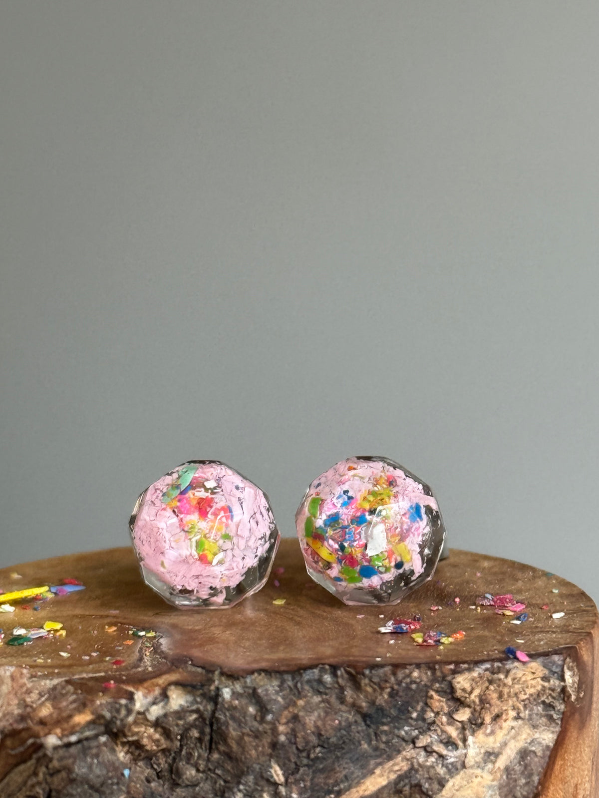 Freckled Light Pink Round Studs