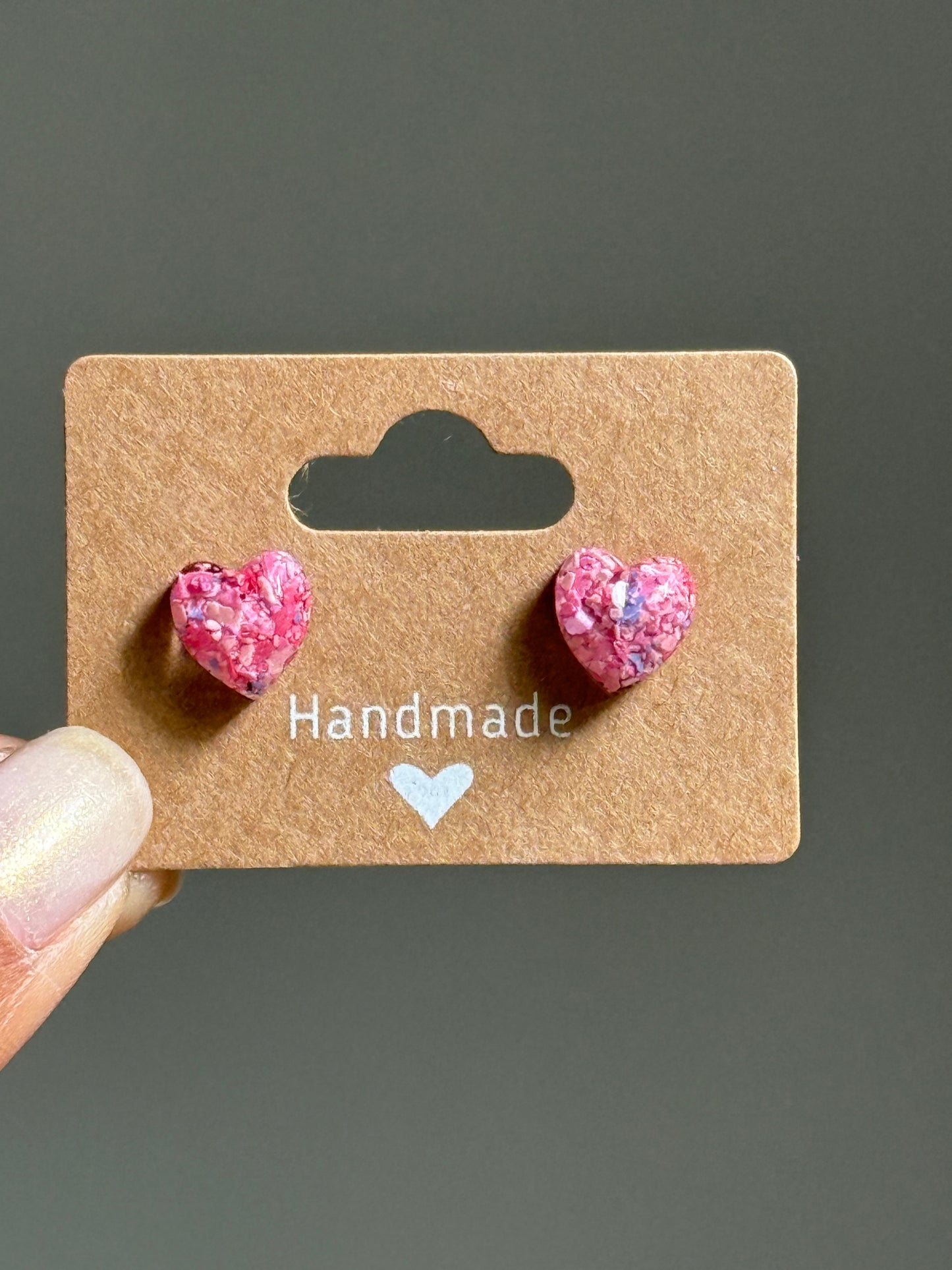 Small Heart Studs (Shades of Dark Pink)