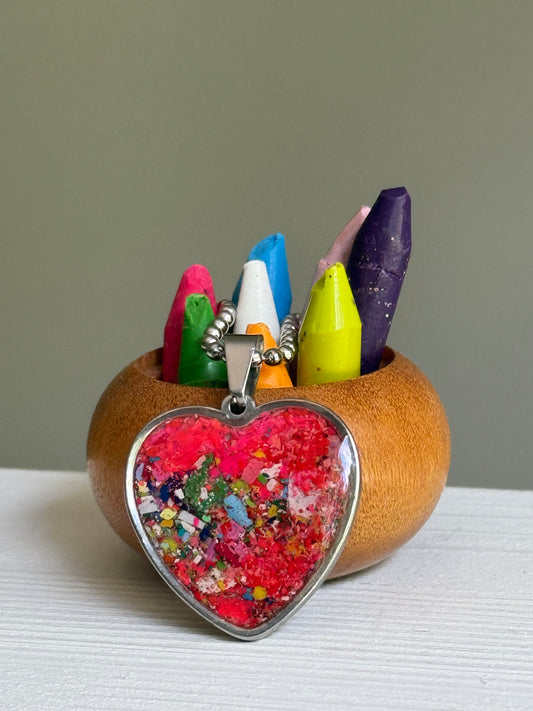 Large Joy Crayon Heart Pendant (Berry Heart)