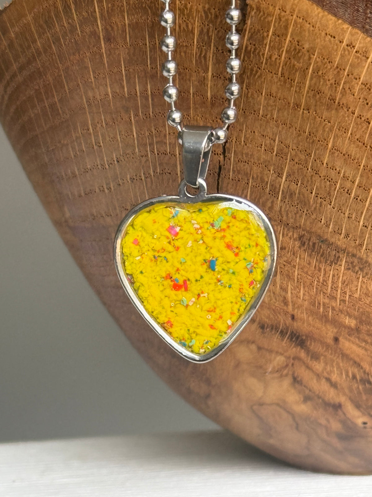 crayon filled heart shaped stainless steel pendant. crayon jewelry by crayonfetti