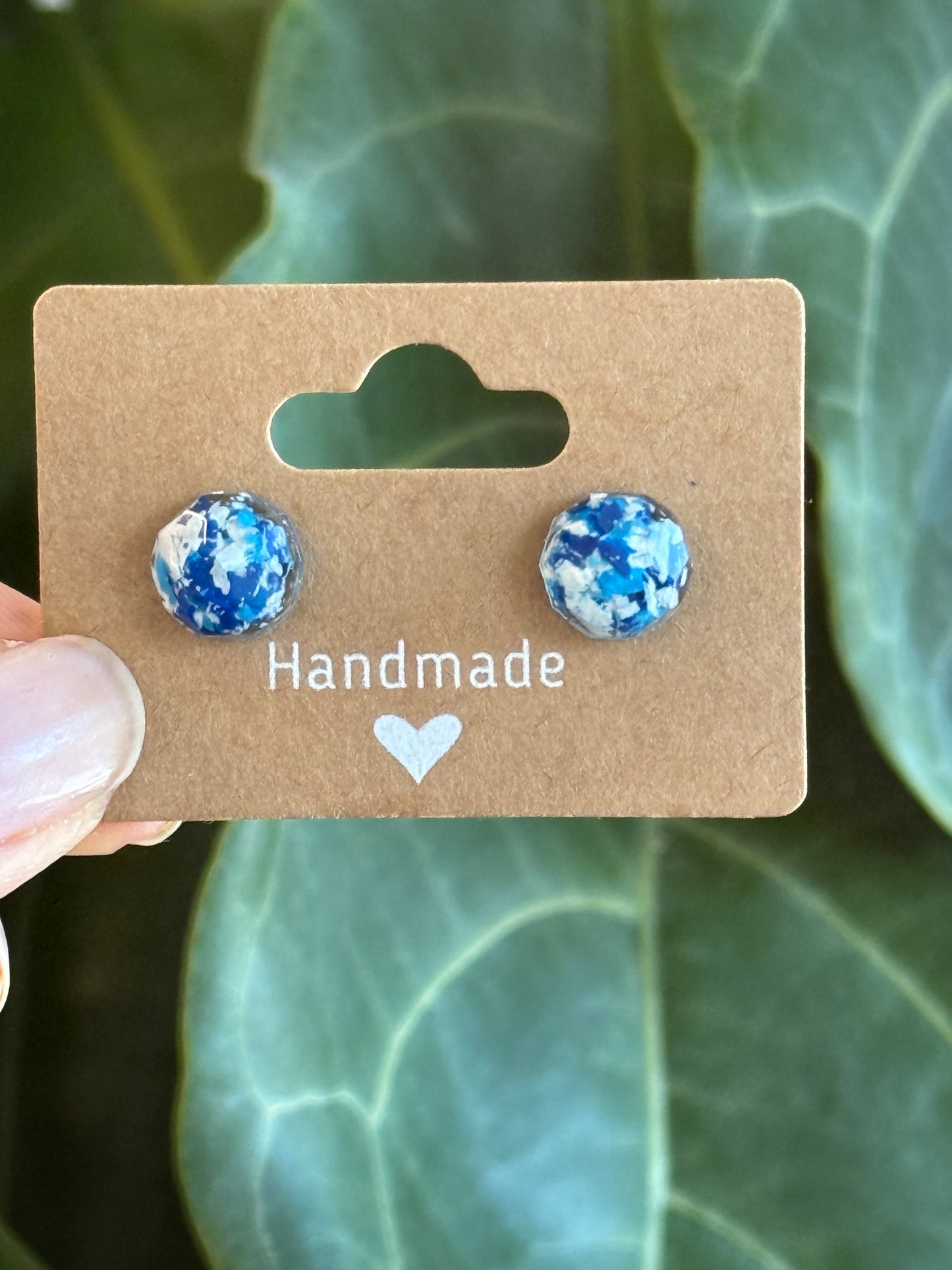 Blue & White Round Studs