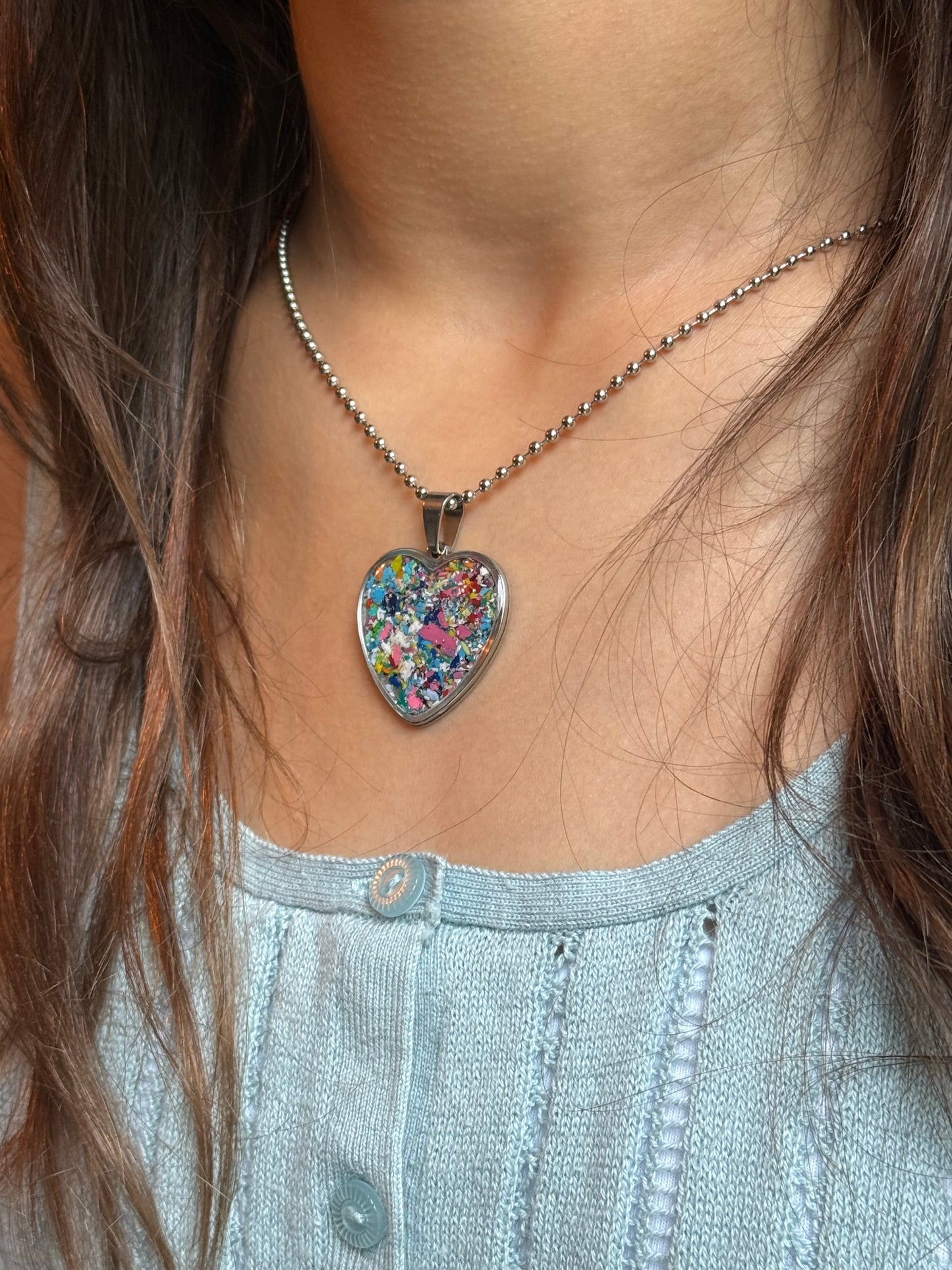 Hope Heart Pendant (Large - Blues & Pinks)