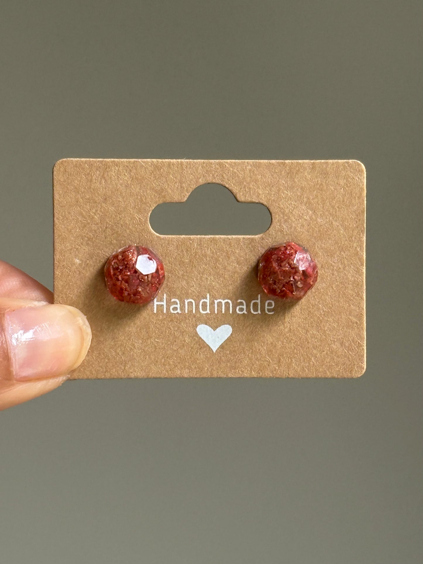 Small Round Crayonfetti Studs (Shimmery Copper)