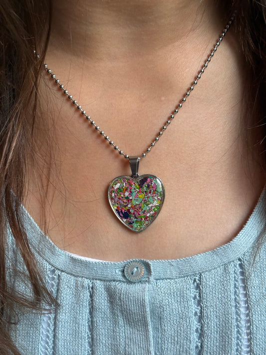 Large Joy Crayon Heart Pendant (Pure Heart)