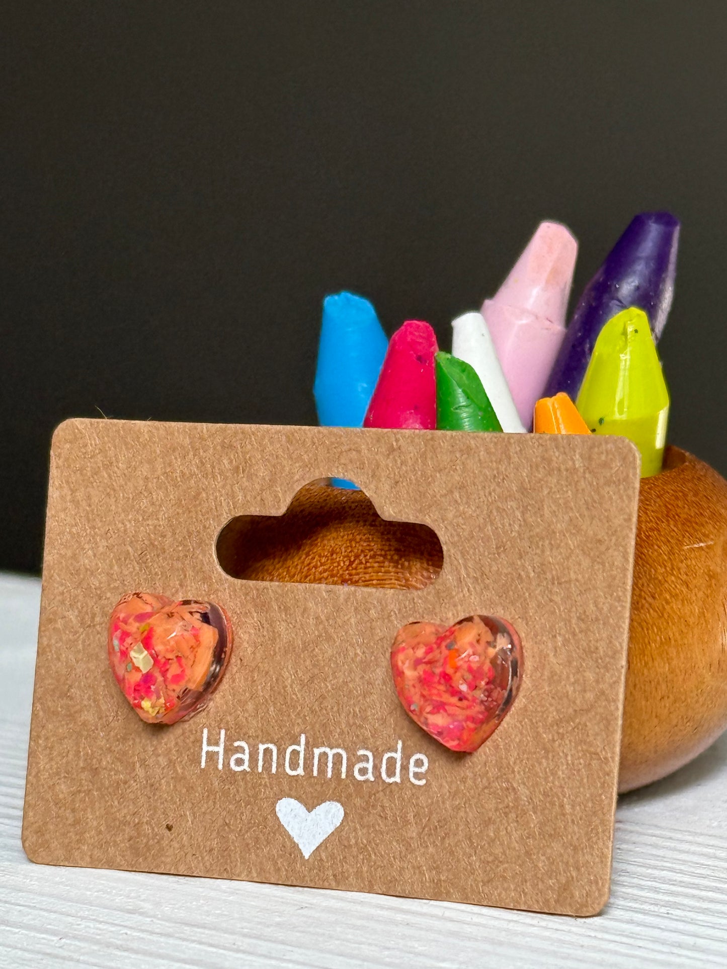 Sarai Resin Heart Studs (Peach)