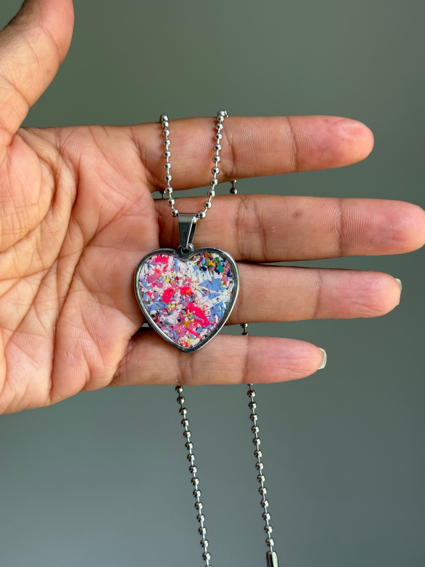 Hope Heart Pendant (Large - Pinks Blues White)