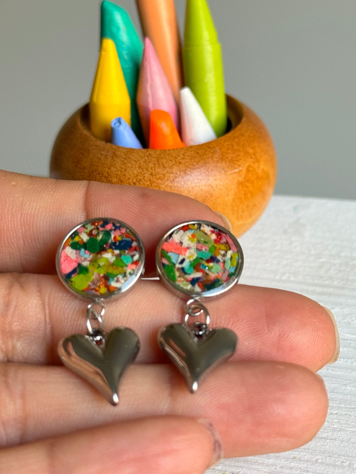 Multicolored Bubble Heart Earrings