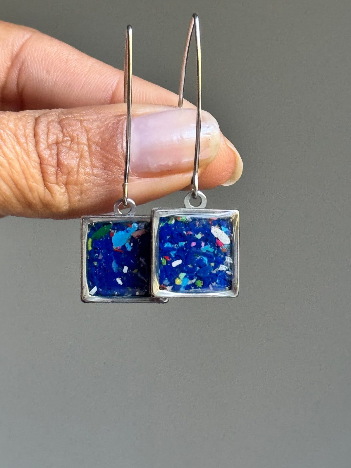 Freckled Blue Delta Earrings