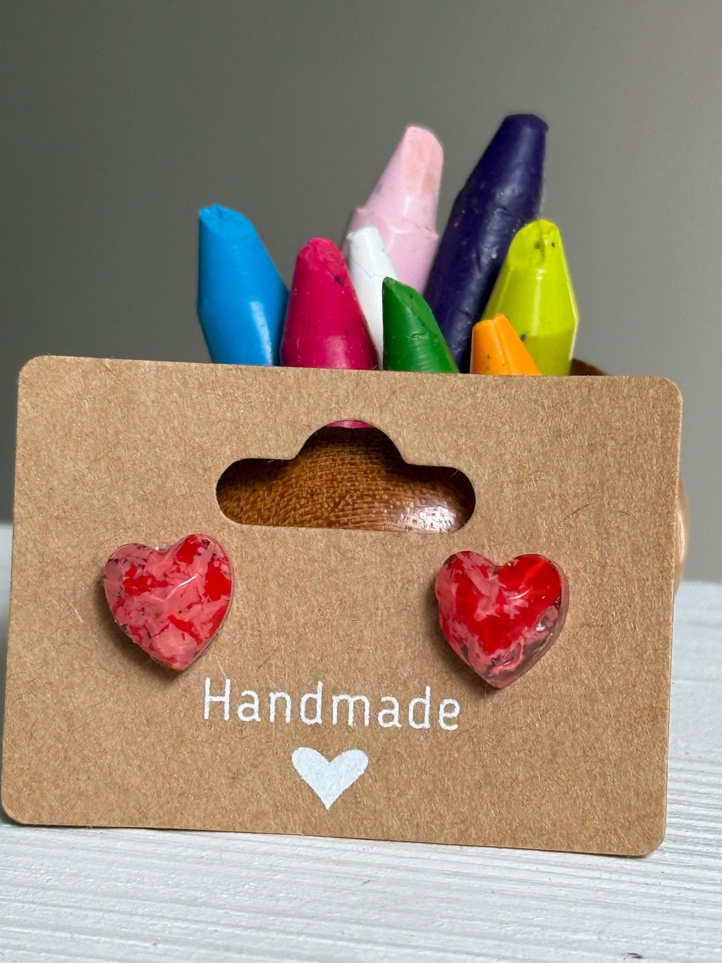 Sarai Resin Heart Studs (Red Pink)