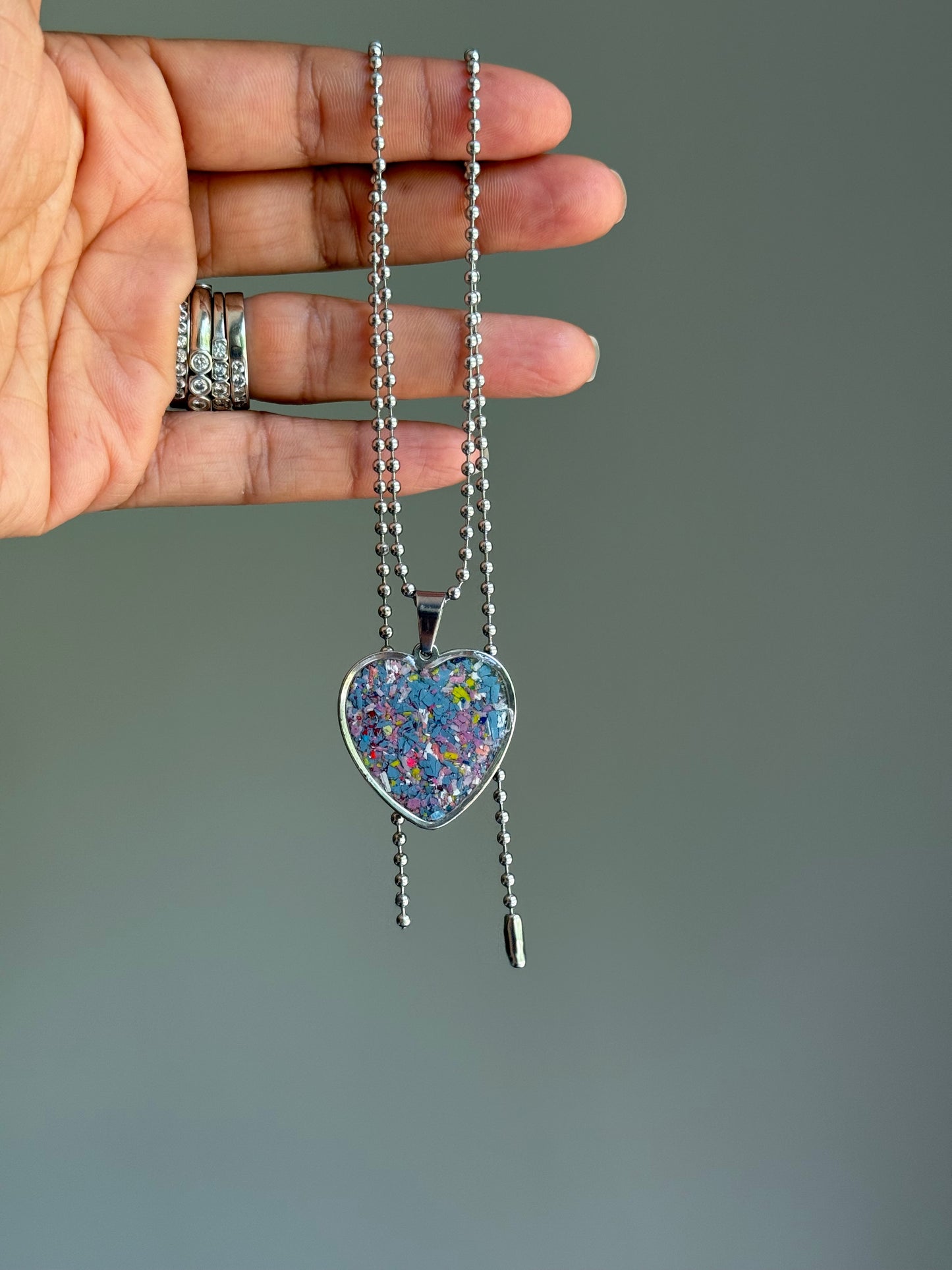 Joy Crayon Heart Pendant (Ocean Breeze)