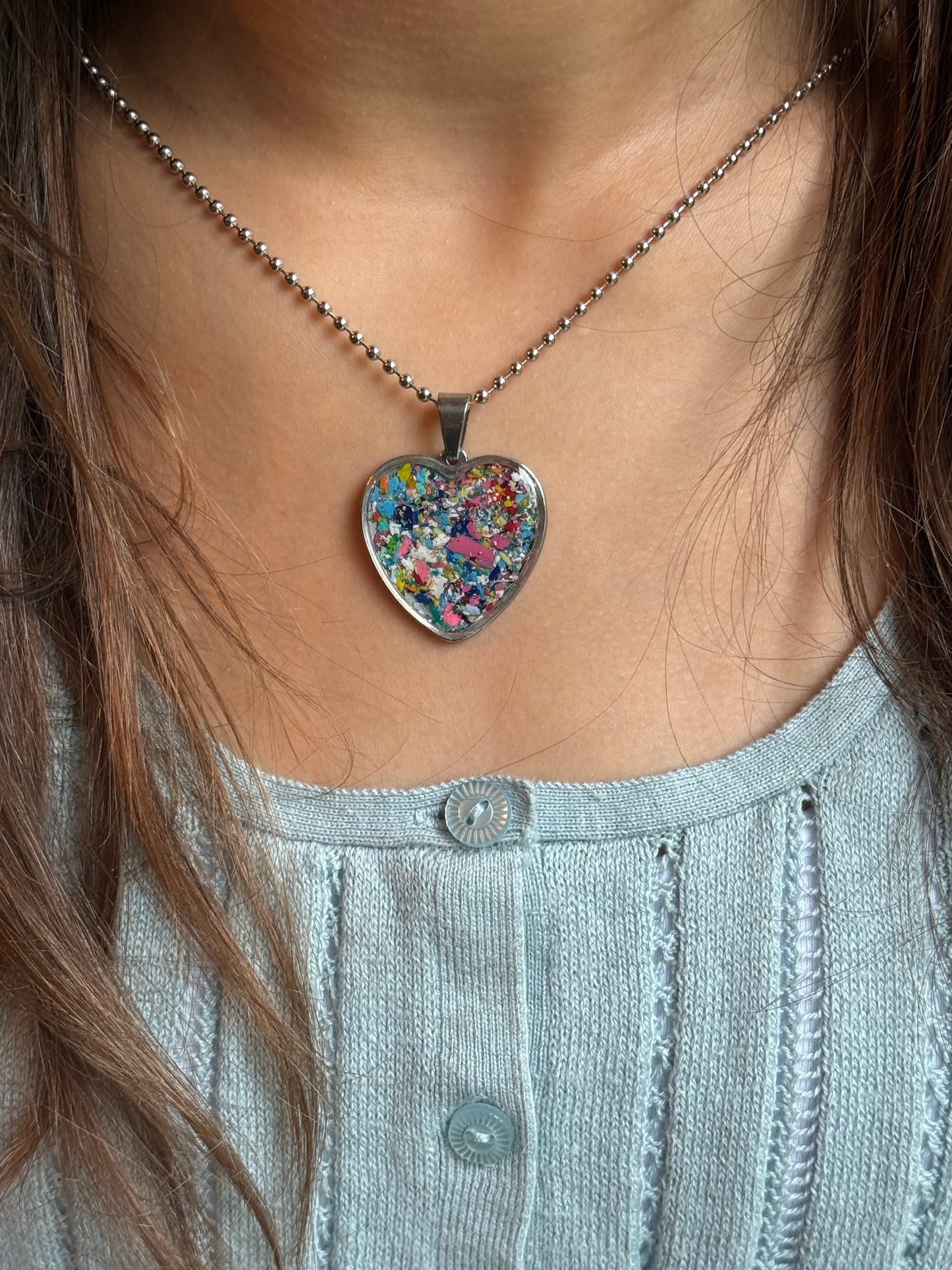Joy Heart Pendant (Large - Blues & Pinks)