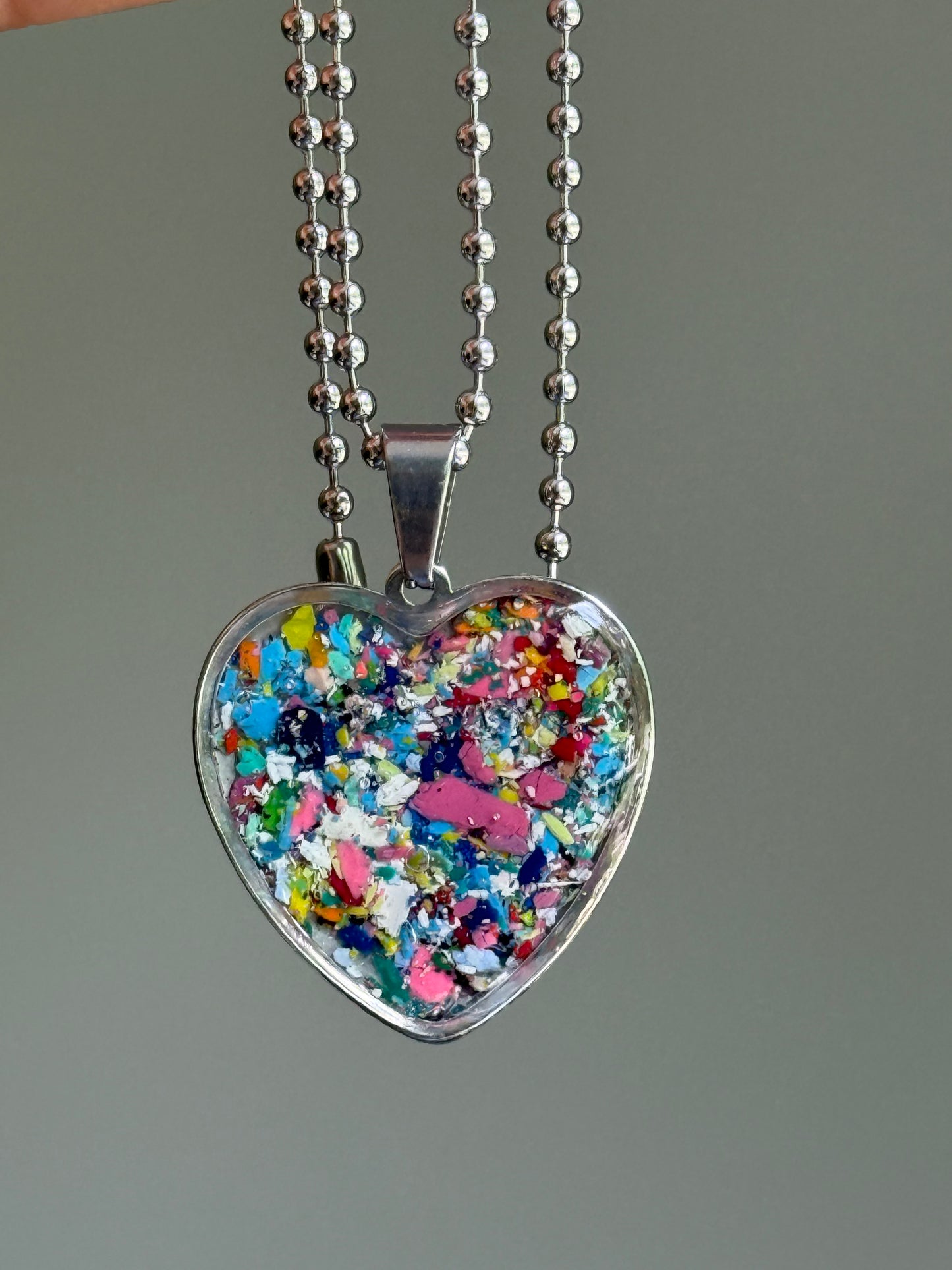 Joy Heart Pendant (Large - Blues & Pinks)