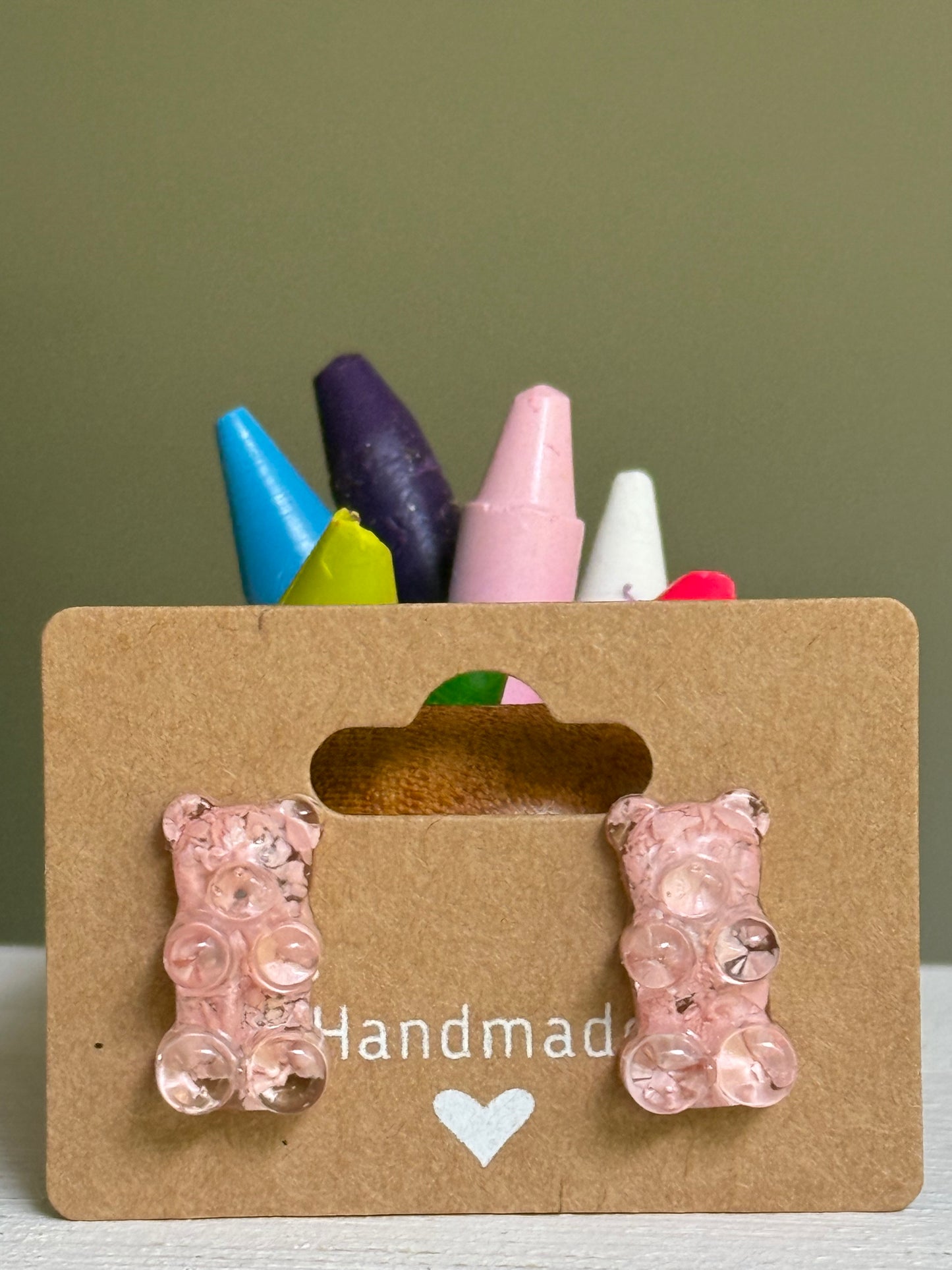 Crayon Gummy Bear Studs (Light Pink)