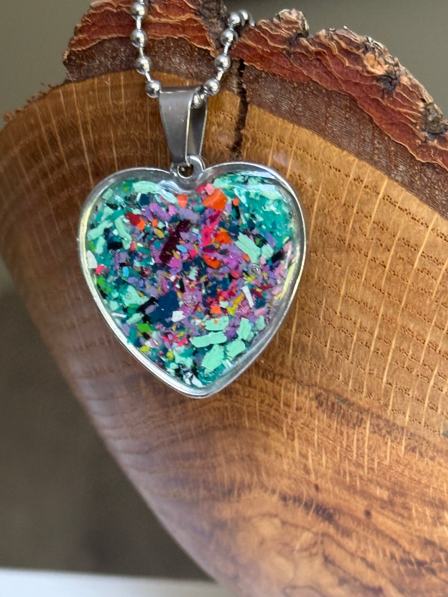 Large Joy Crayon Heart Pendant (Deep Plum)