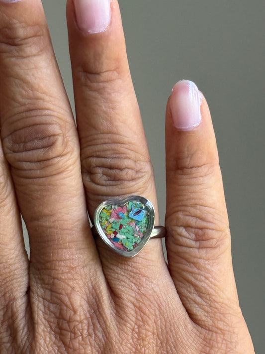 Crayon Heart Ring (Greens and Blues)