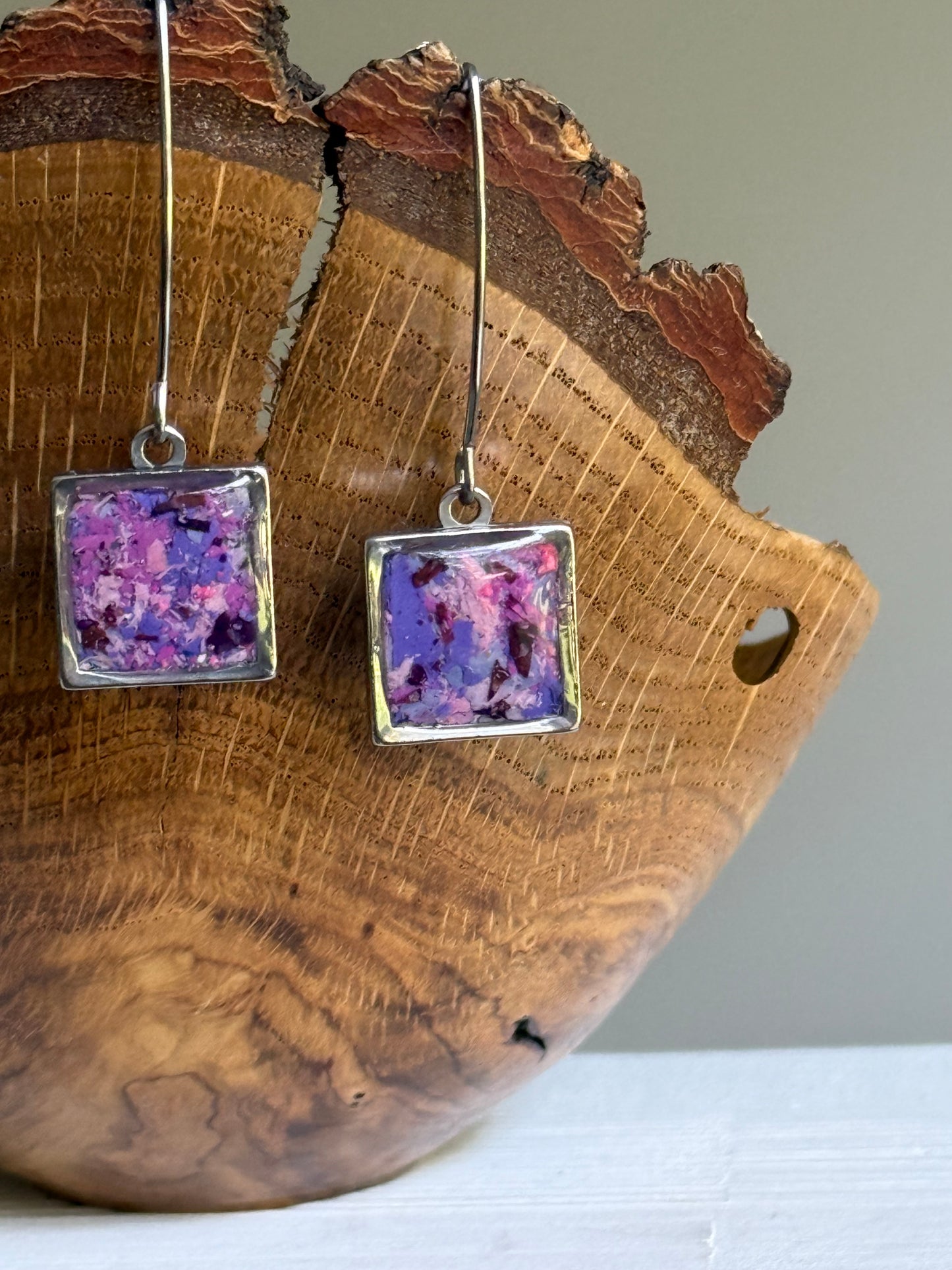 Prisma Hook Earrings (Purples - Square)