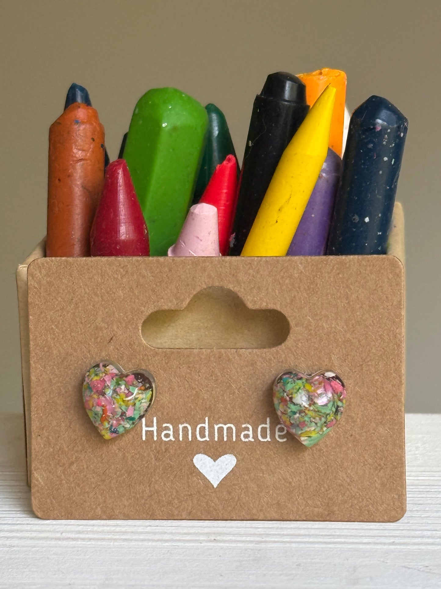 Small Heart Crayonfetti Studs (Flower Bouquet)