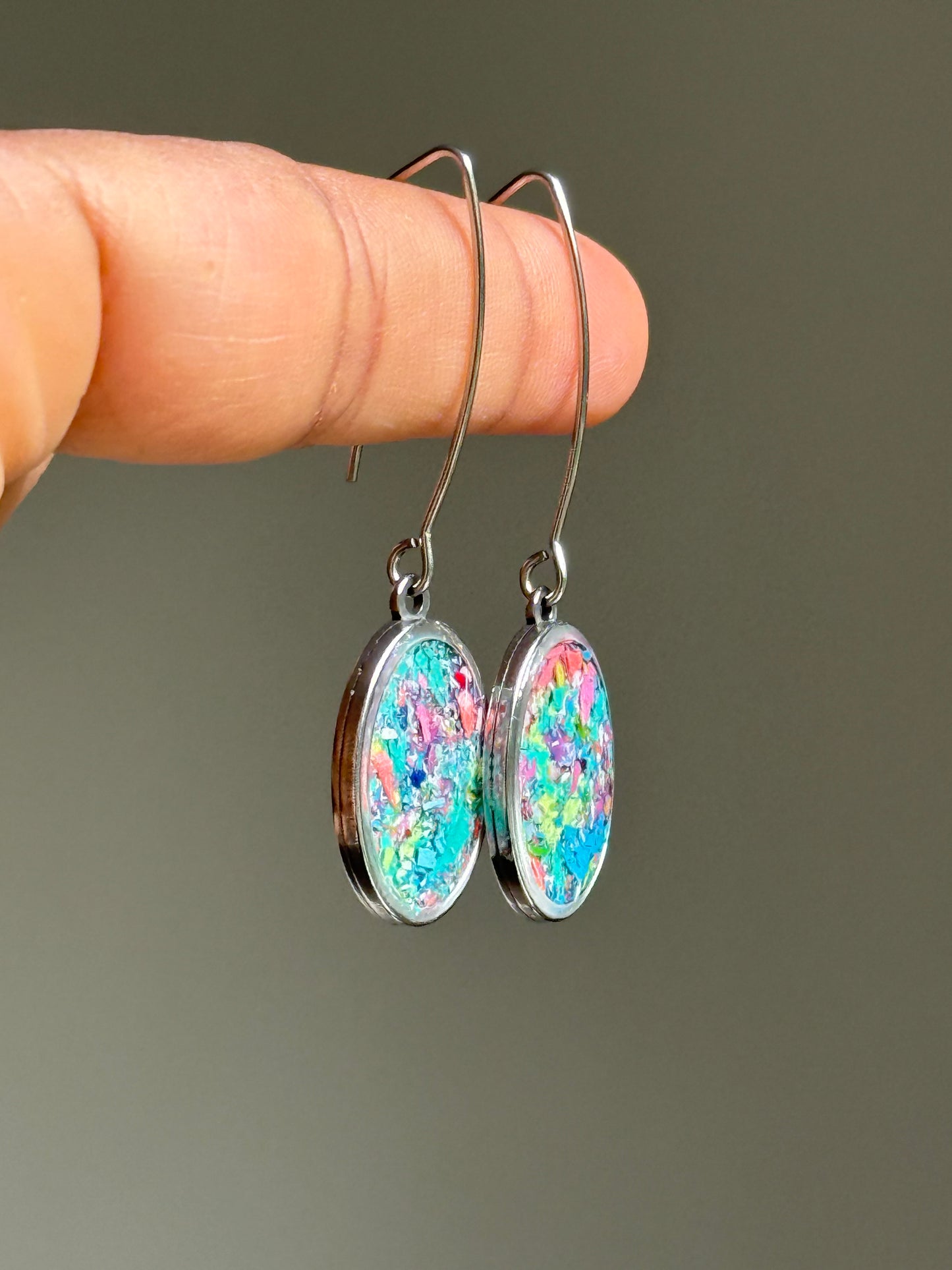 Prisma Oval Hook Earrings (Serenity)
