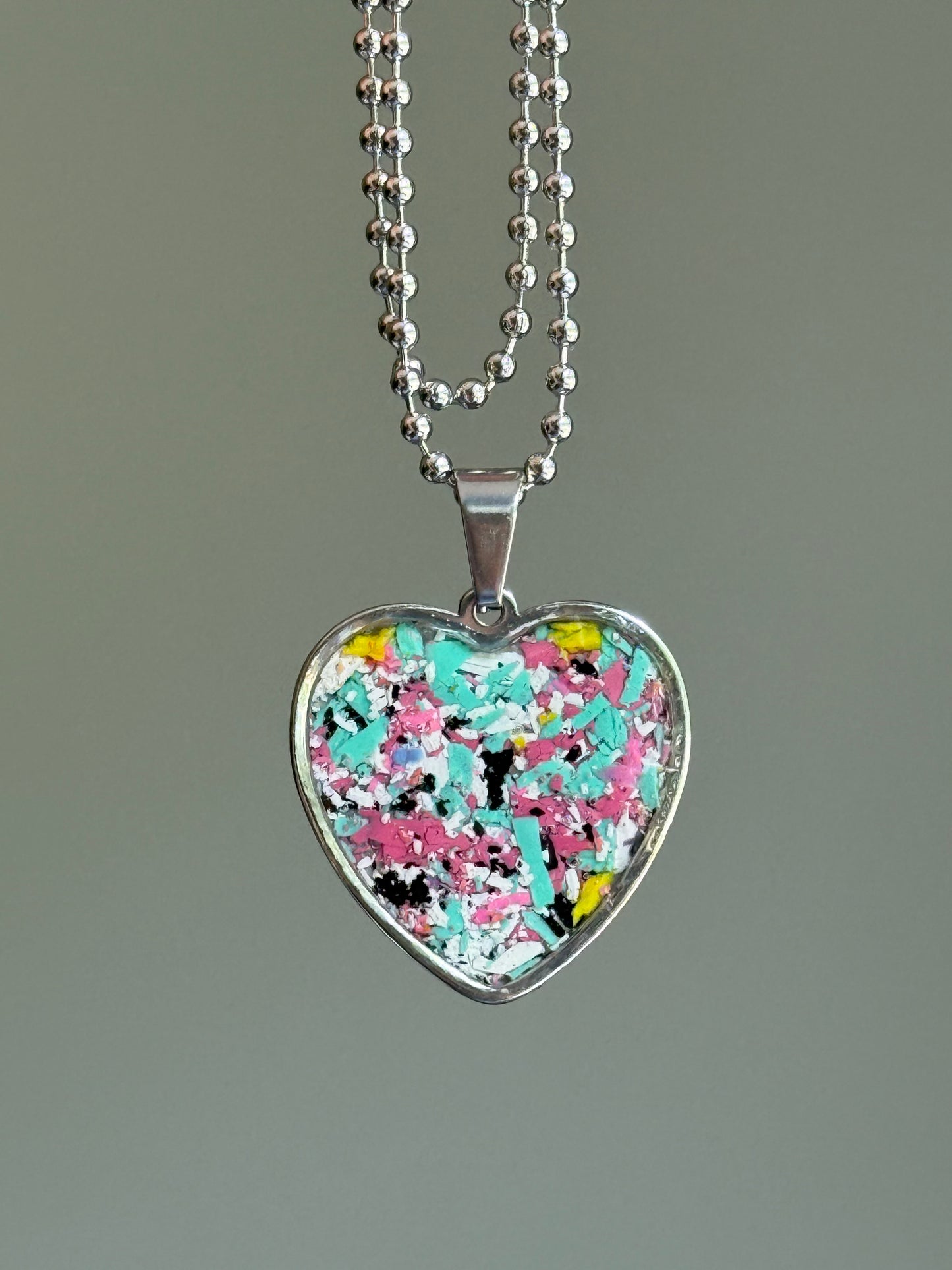 Hope Heart Pendant (Medium - Teals, White, Pink, Yellows)