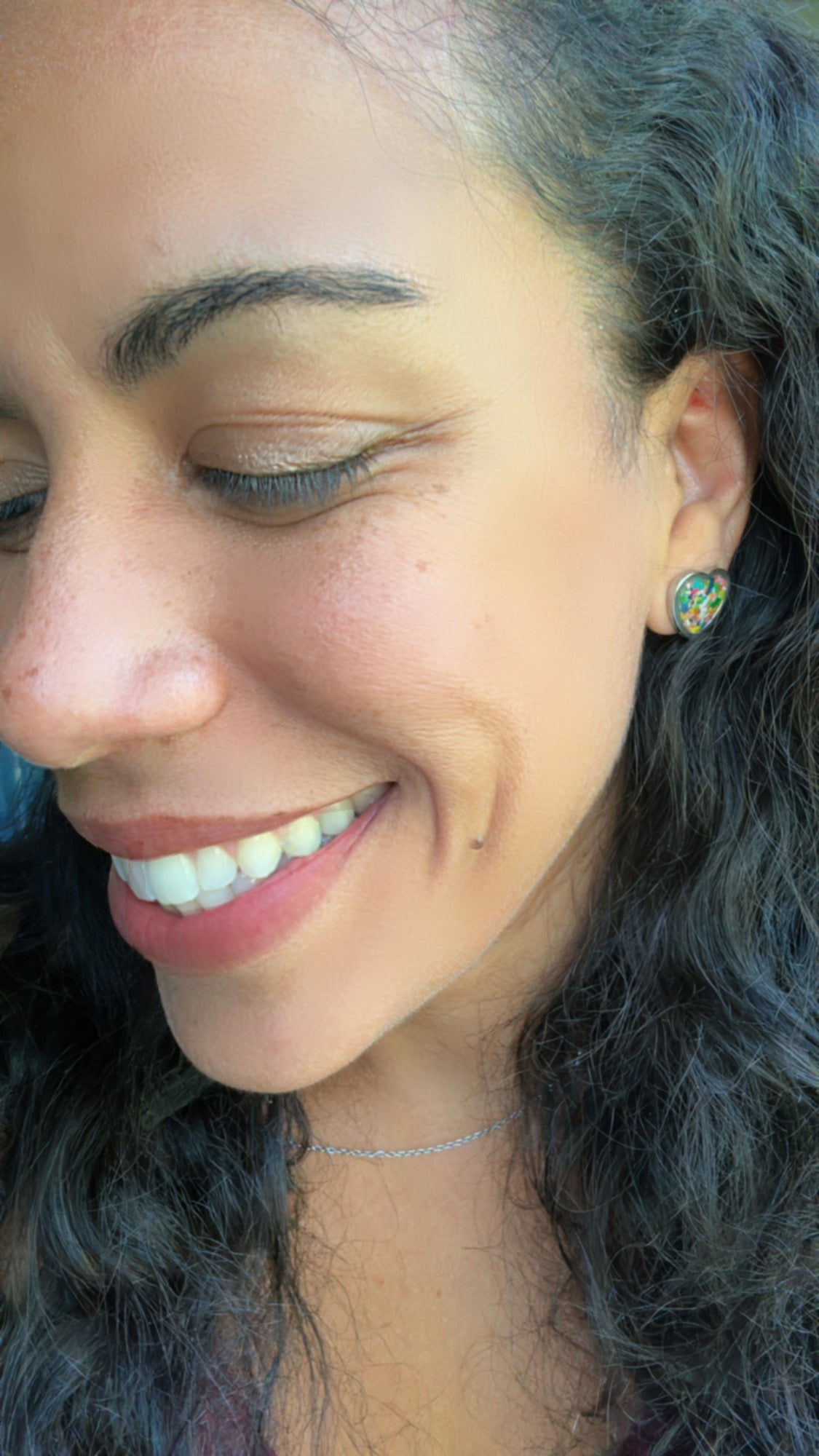 Sarai Stainless Steel Framed Heart Studs (Multicolor)