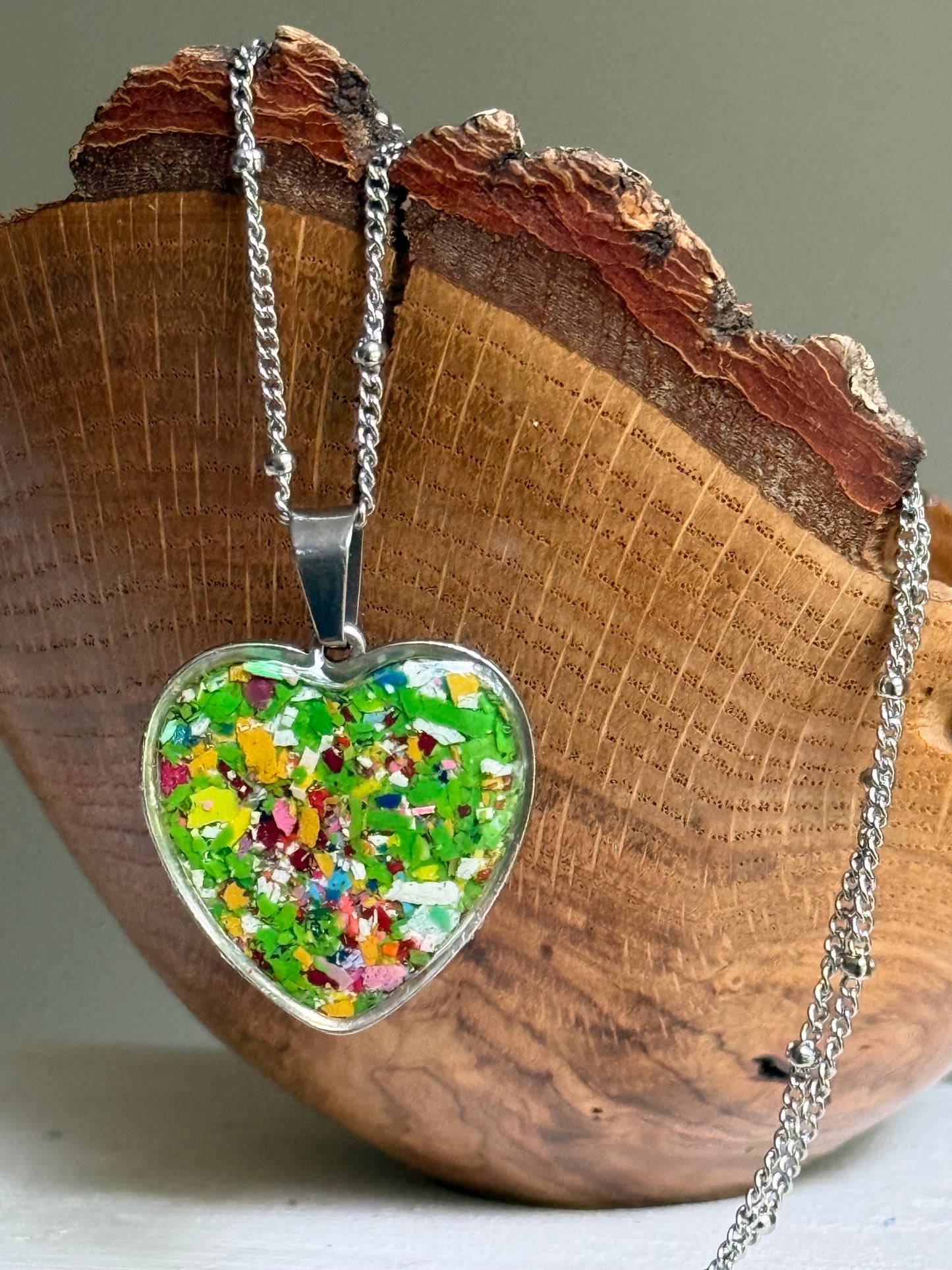 Freckled Green (Heart Pendant)