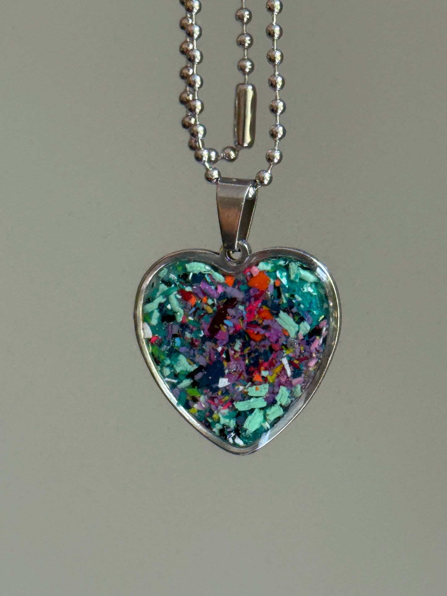 Joy Crayon Heart Pendant (Deep Plum)
