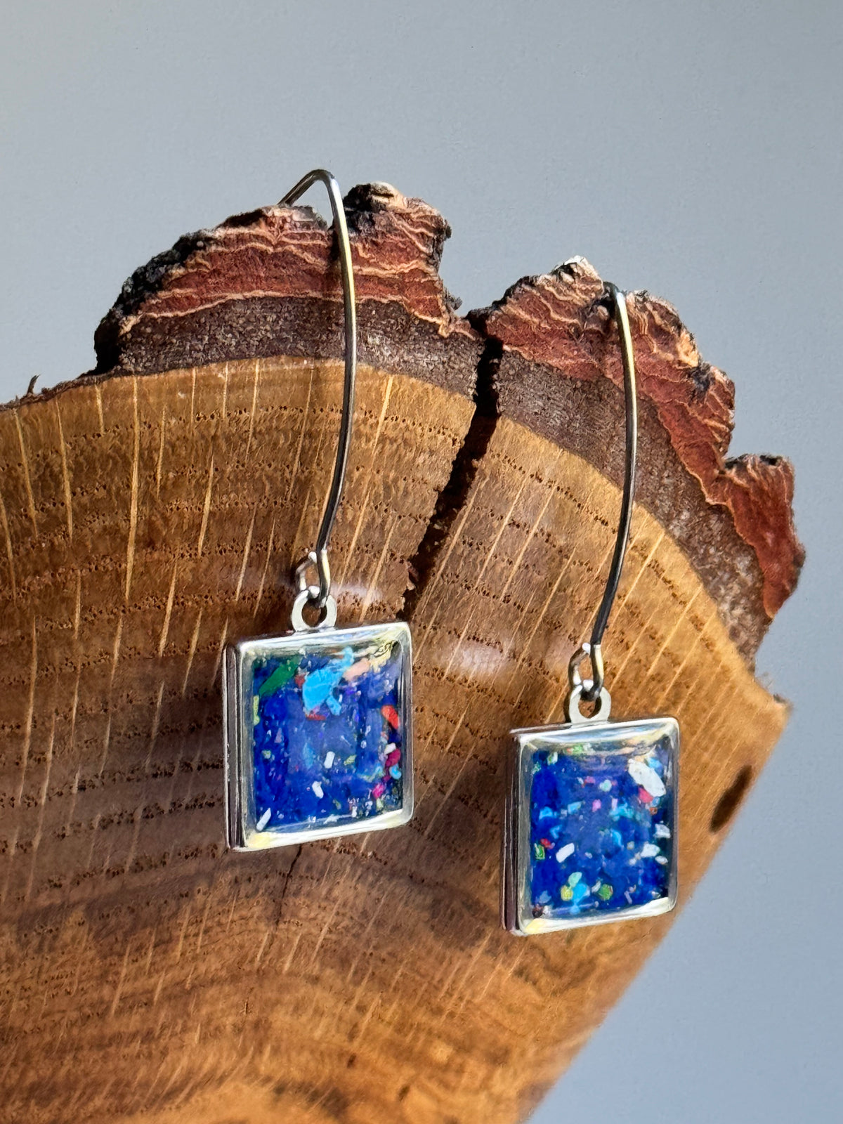 Freckled Blue Delta Earrings