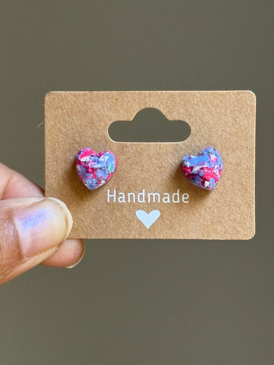 Small Heart Crayonfetti Gem Studs (Lavender Dream)