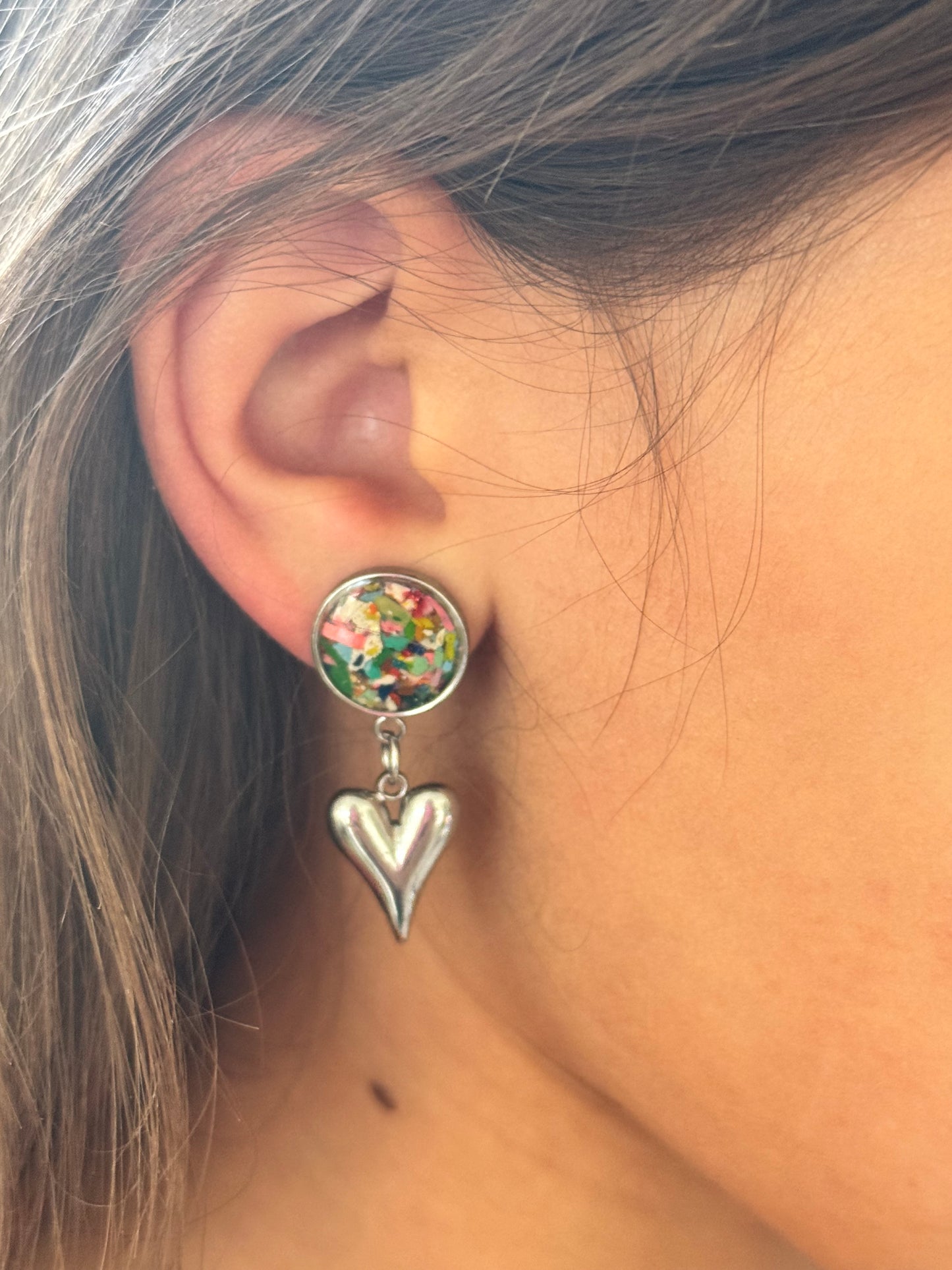 Multicolored Bubble Heart Earrings