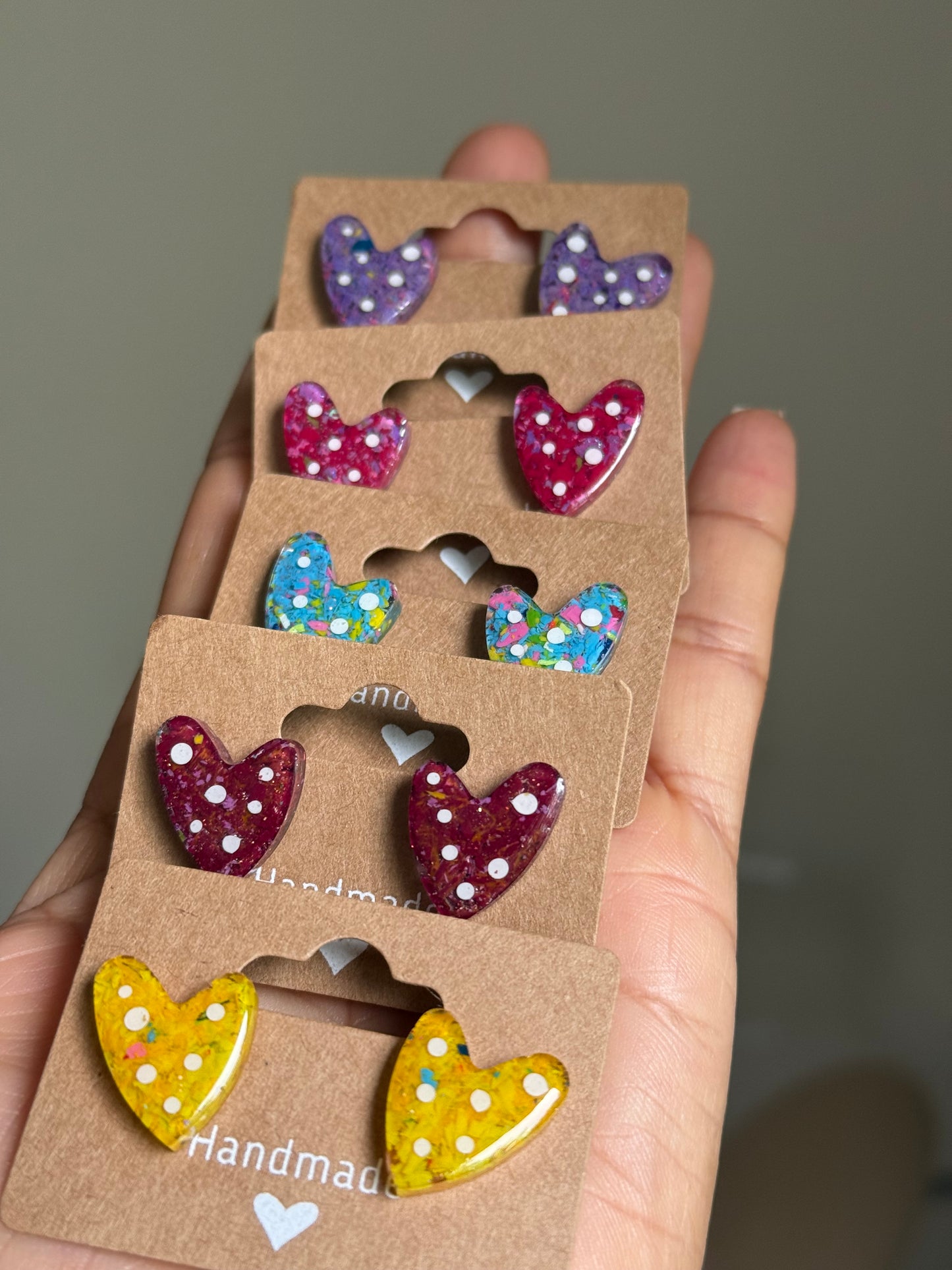 Polka Crayon Hearts (Yellows)